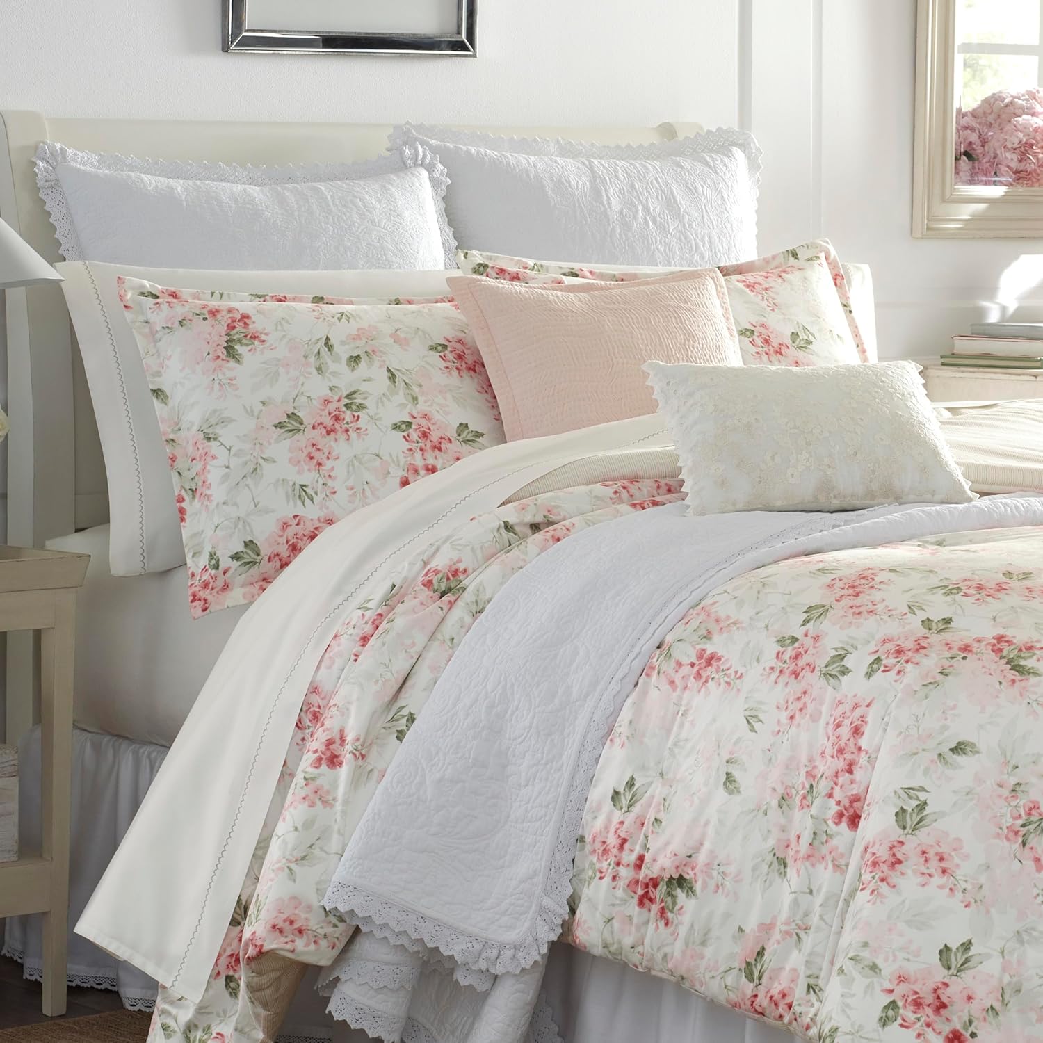 Laura Ashley Queen Comforter Set - Wisteria Pink 1