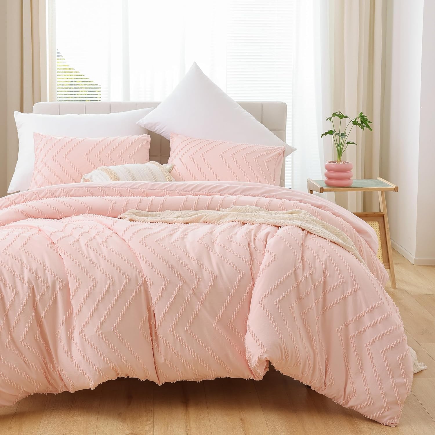 YIRDDEO Pink Full Comforter Set 3Pcs 1