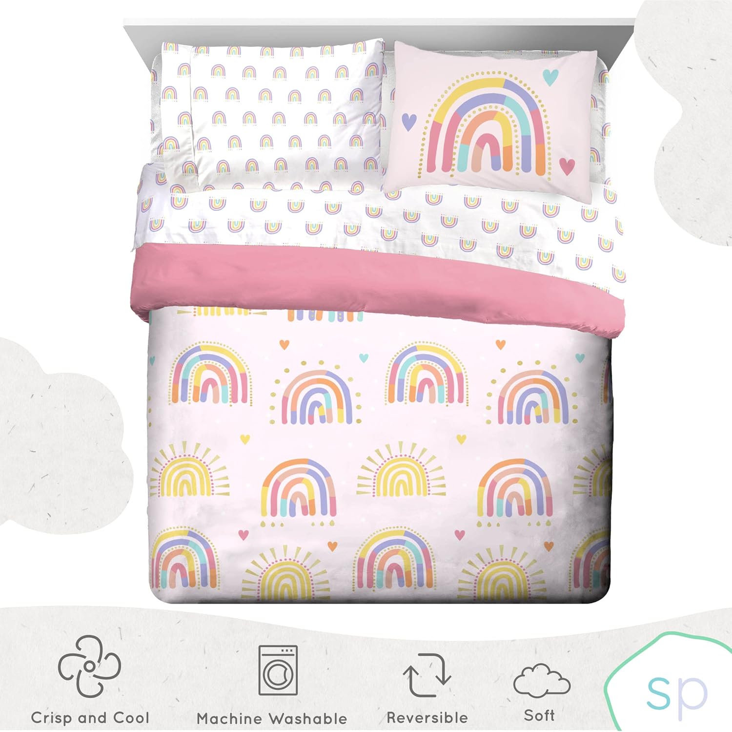 Saturday Park Doodle Rainbow Full Bed Set - 7 Piece