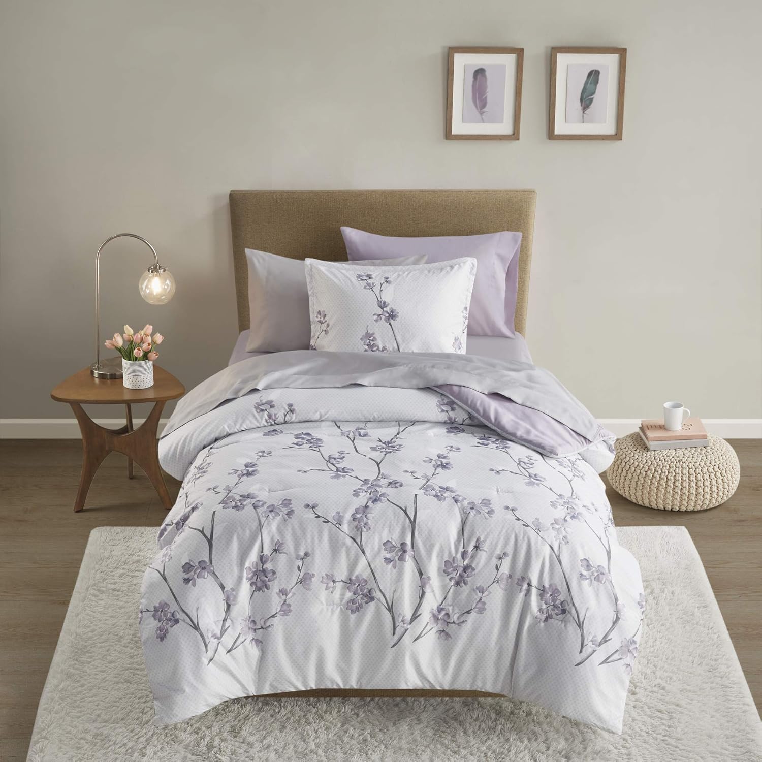 Comfort Spaces Bed in a Bag Set Kate Grey Purple