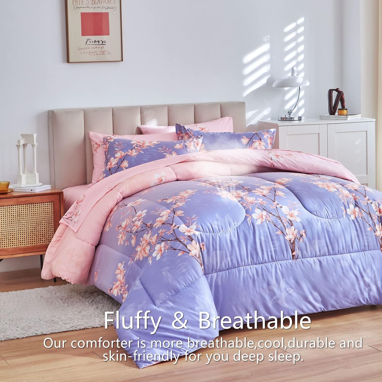 AIKASY Queen Comforter Set with Sheets 7-Pieces