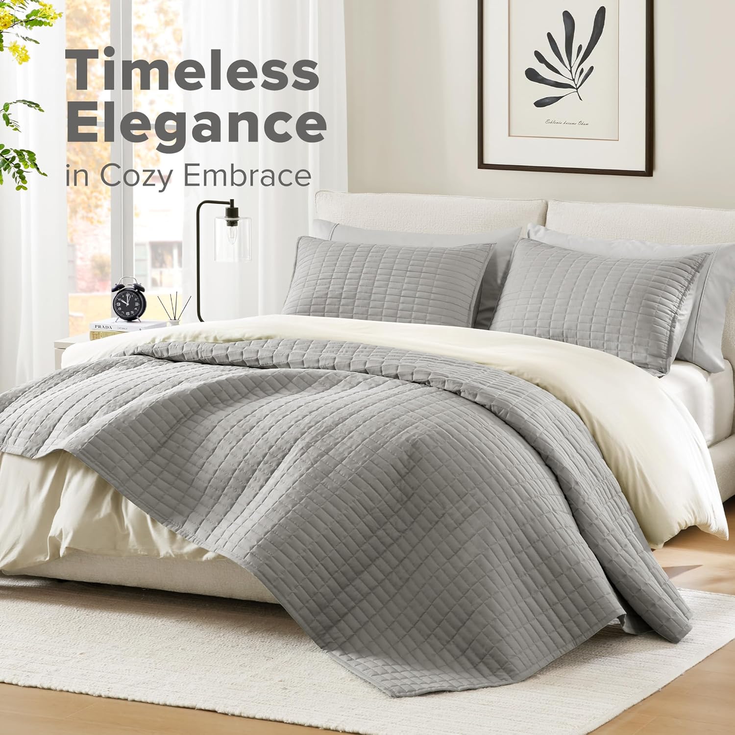 Comfort Spaces Grey Oversized King Quilt Set 1