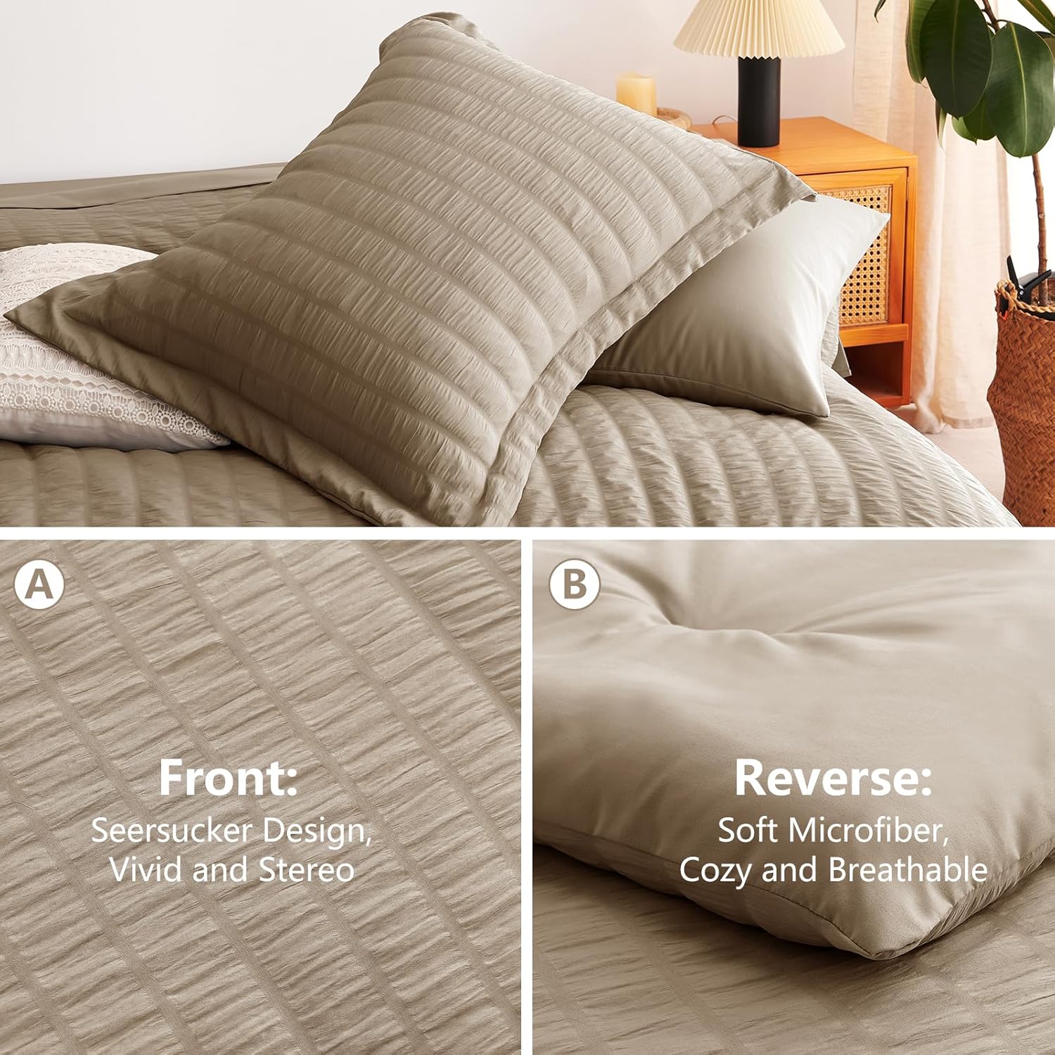 CozyLux 7-Piece Seersucker Bed in a Bag Set