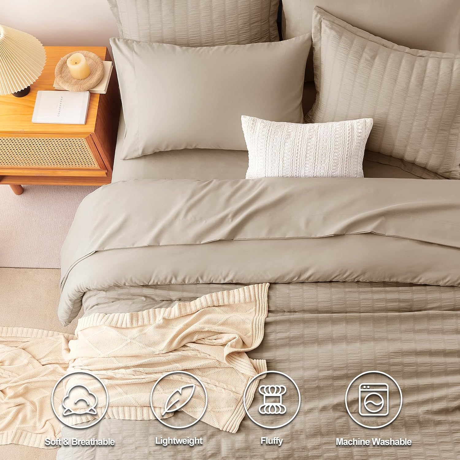 CozyLux 7-Piece Seersucker Bed in a Bag Set