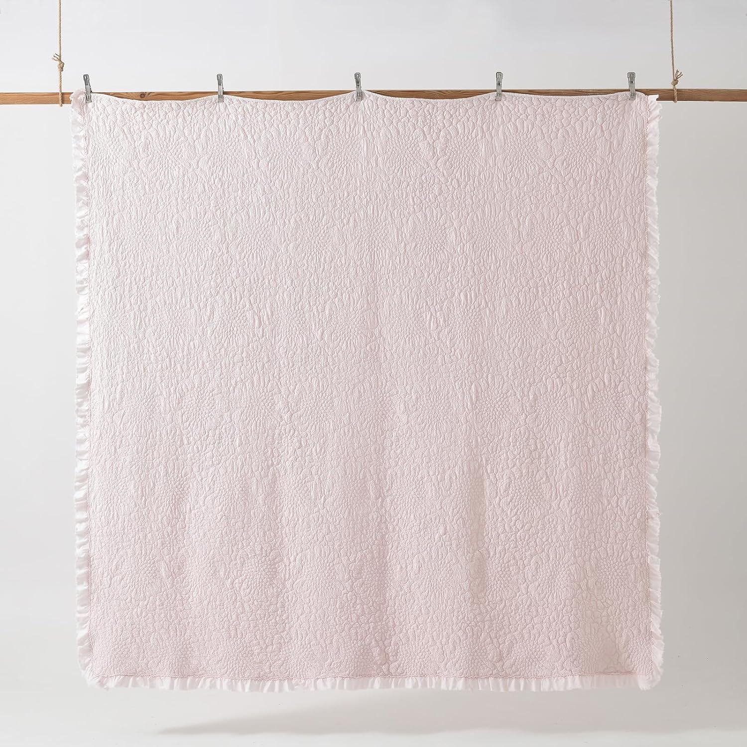 HORIMOTE HOME Pink Ruffled Quilt Set Twin Size 1