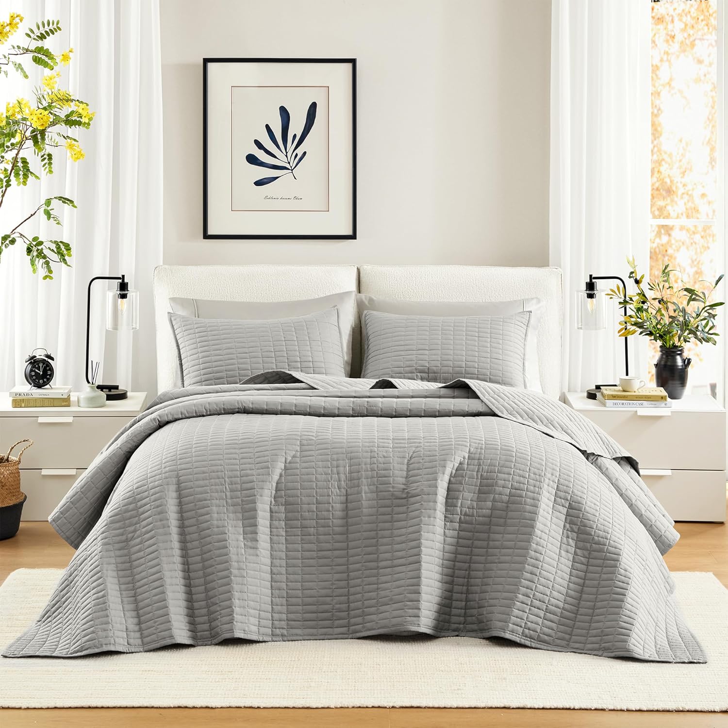 Comfort Spaces Grey Oversized King Quilt Set 1