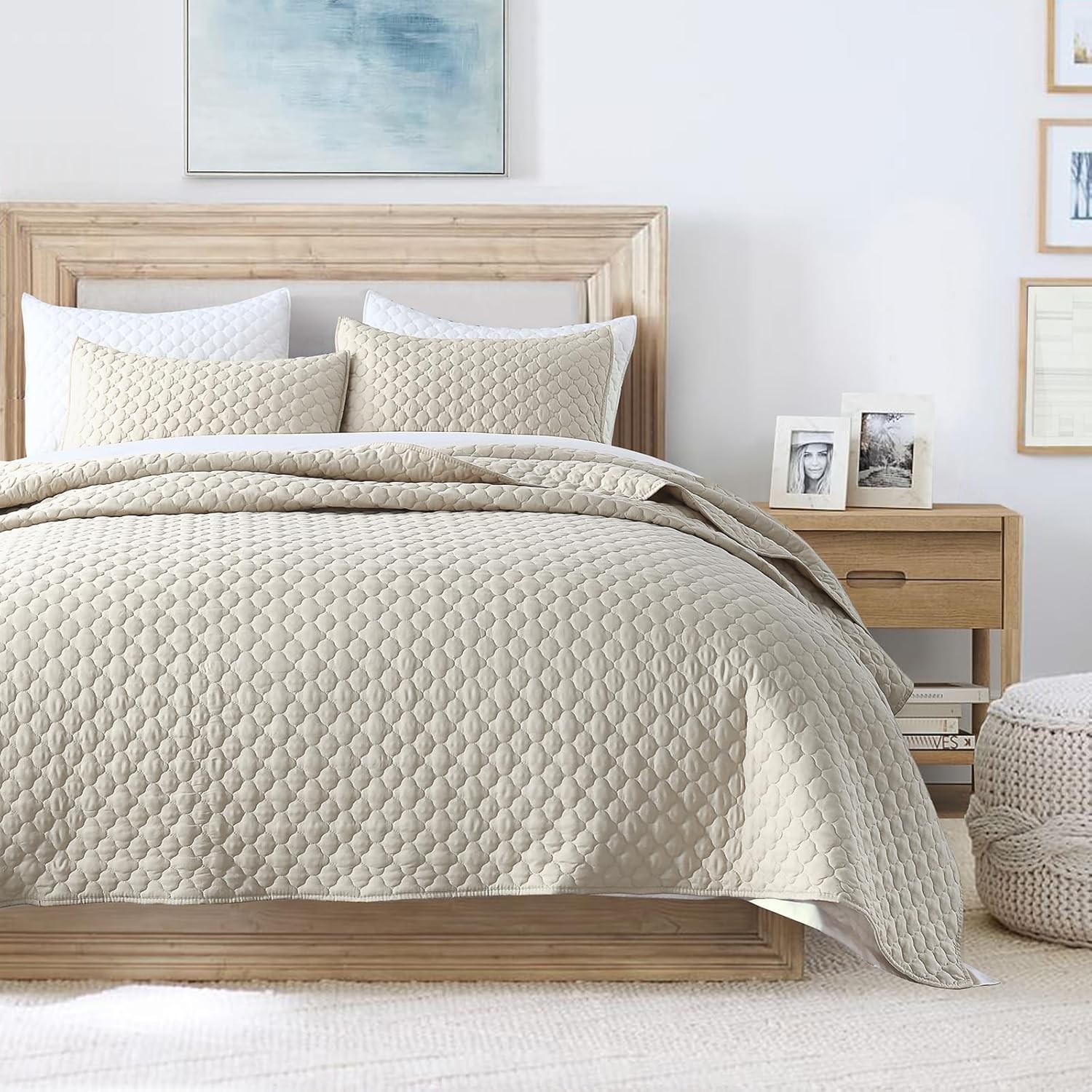 HORIMOTE HOME Quilt Set Queen Size Beige Cloud Pattern