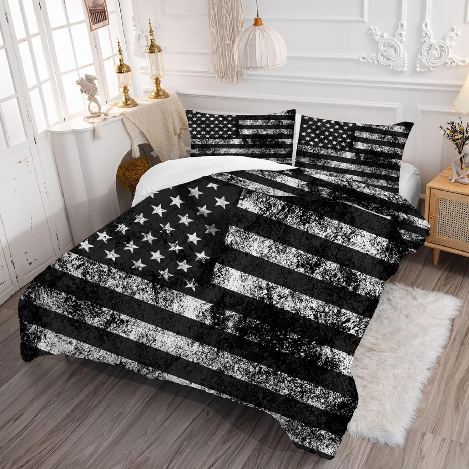 kxry USA Flag Comforter Set for Kids