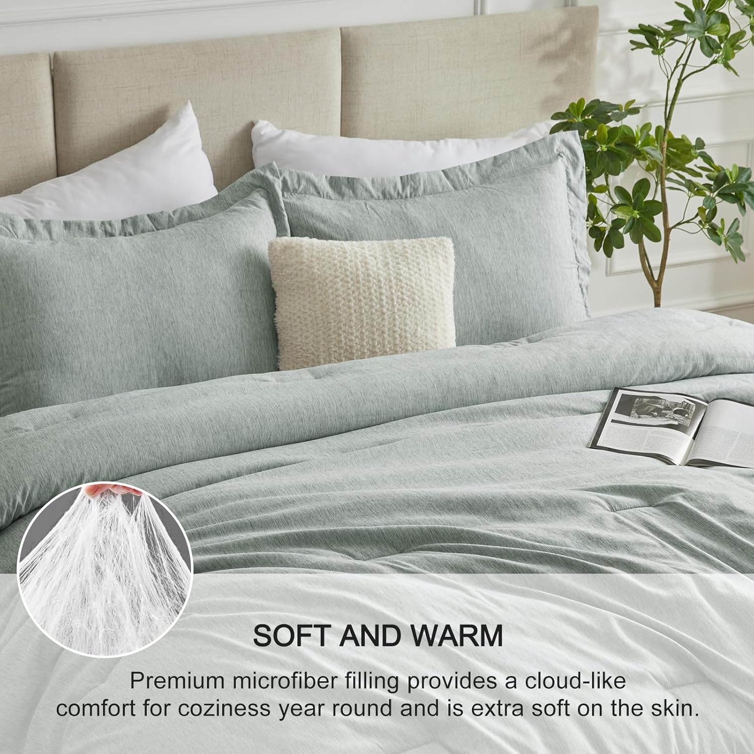 CozyLux California King Comforter Set - 3 Pieces Sage Green 1