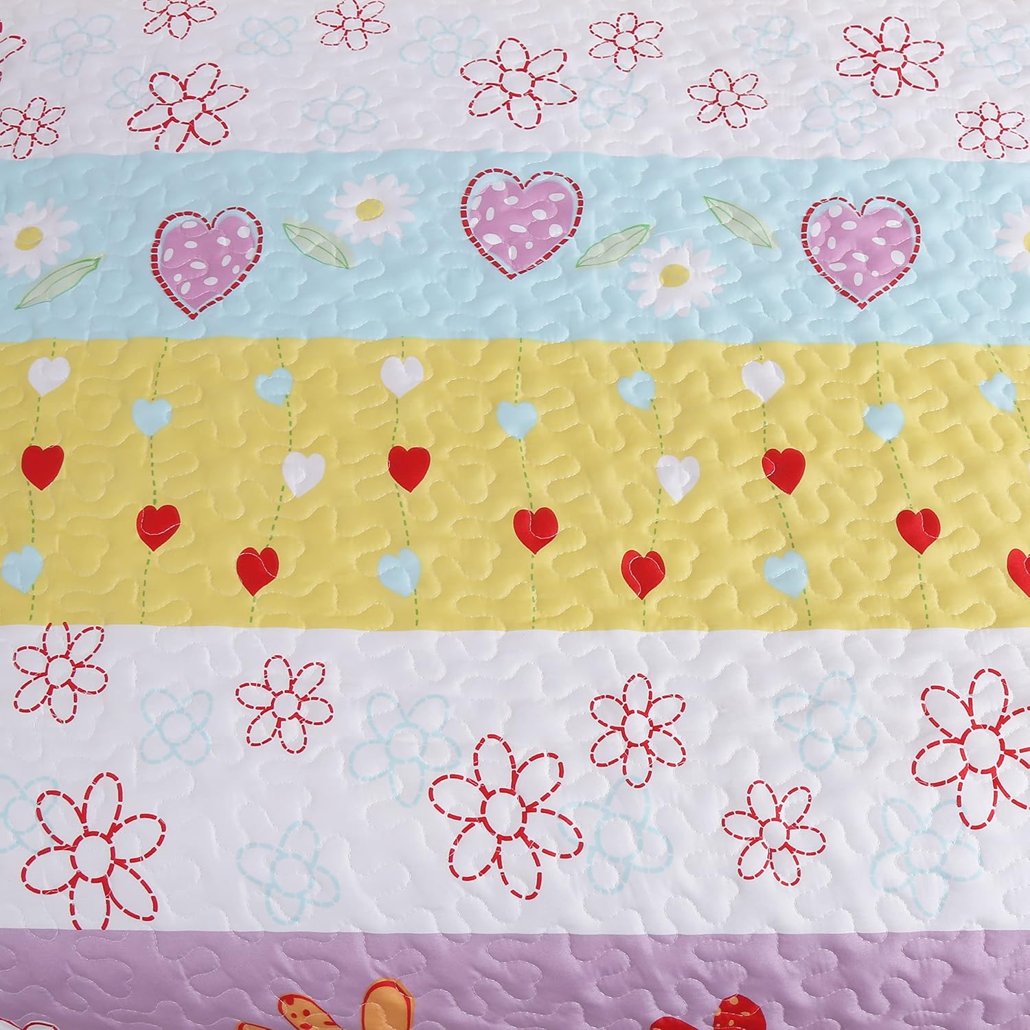 Cozy Line Floral Heart Reversible Quilt Set Twin 2 Piece
