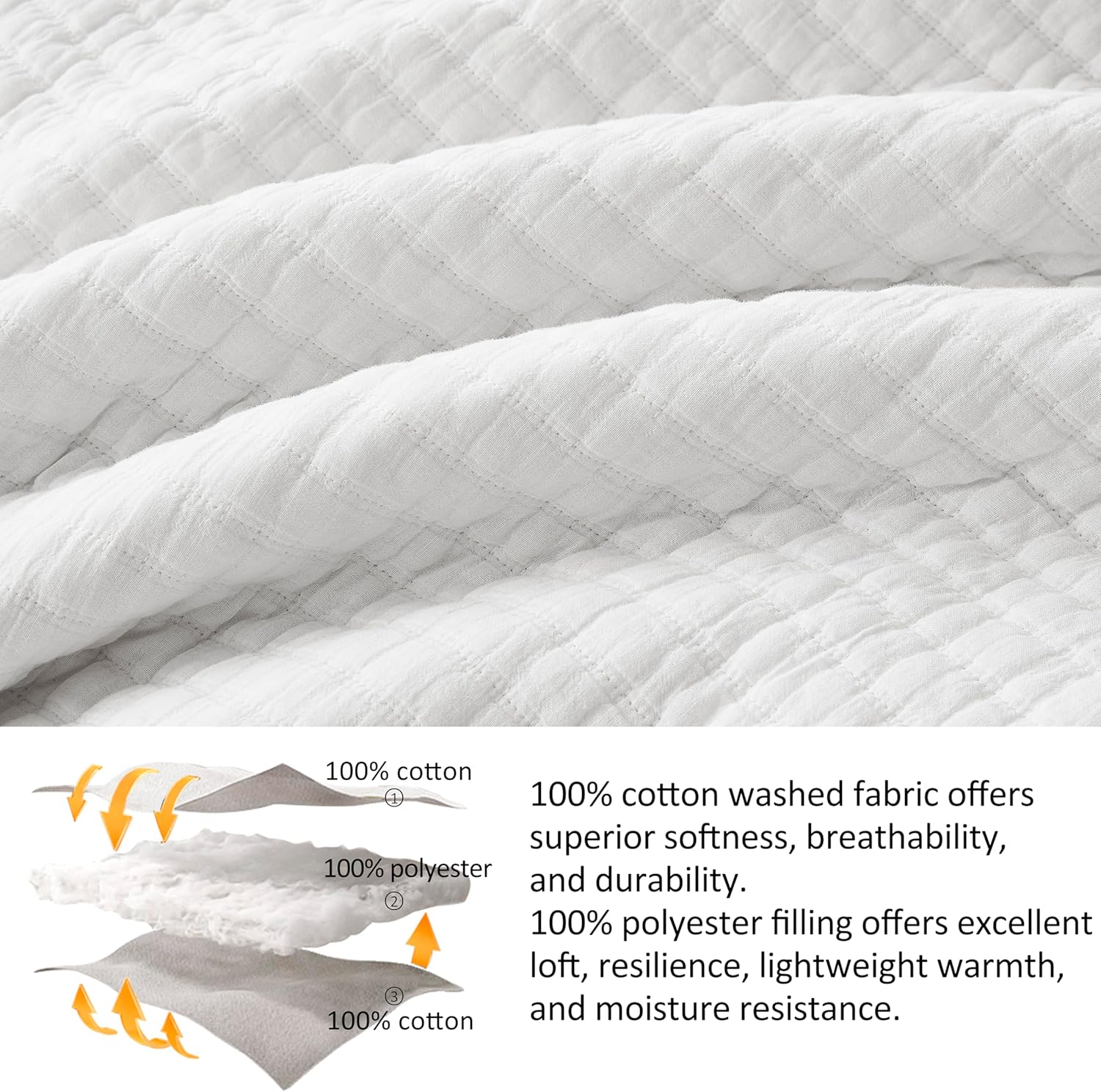 WDCOZY White Oversized Cal King Quilt Set