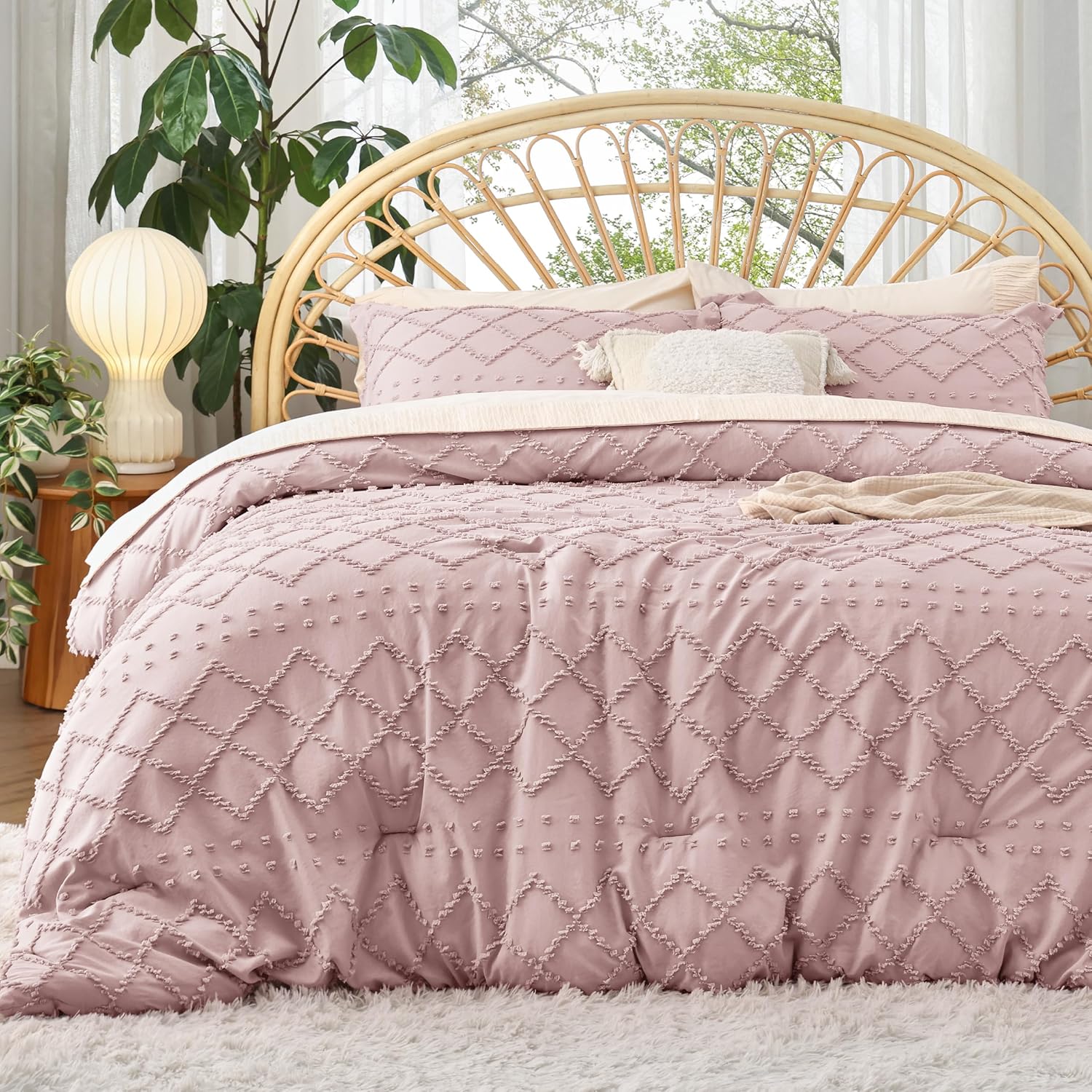Bedsure Queen Comforter Set Dusty Rose