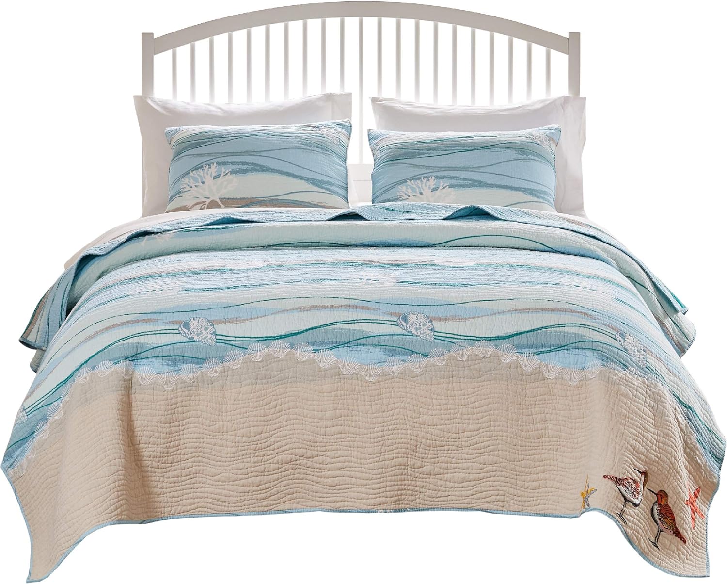 Greenland Home Maui Embroidered Quilt Set 3-Piece 1