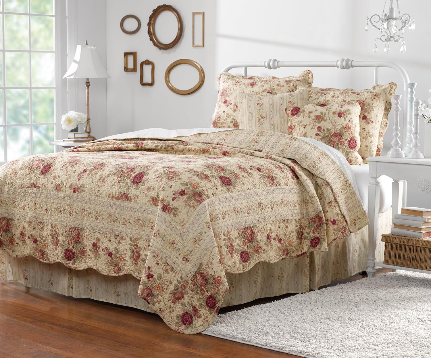 Greenland Home Antique Rose Quilt Set 5-Piece FullQueen
