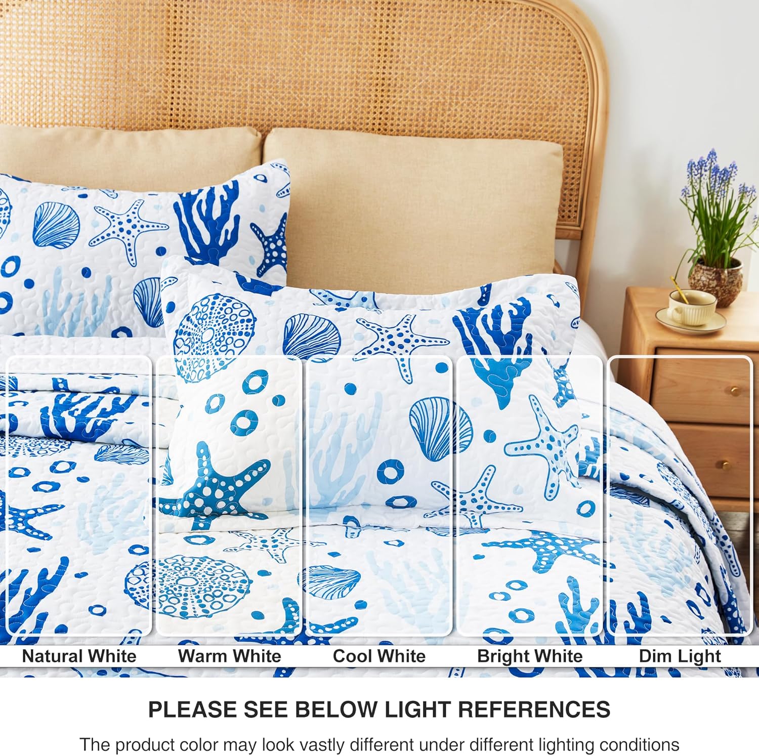 Loves Cabin Coastal White Quilt Set - 3 Piece