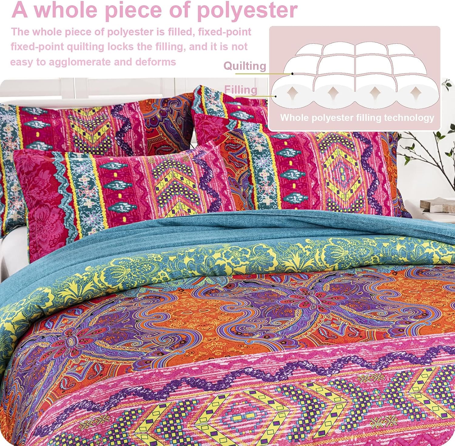 WONGS BEDDING Bohemian Comforter Set King