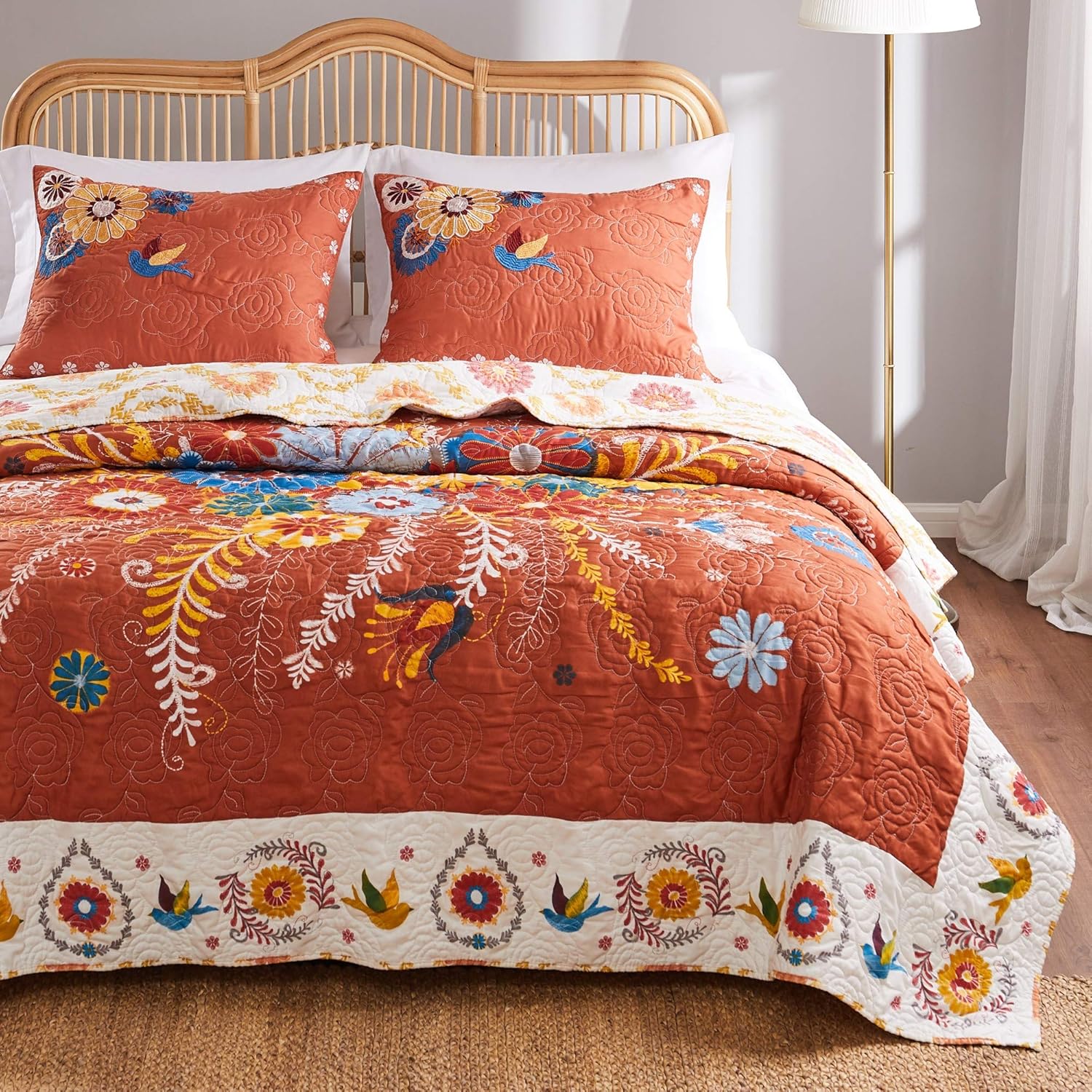 Greenland Home Barefoot Bungalow Quilt Set 3-Piece FullQueen Multi