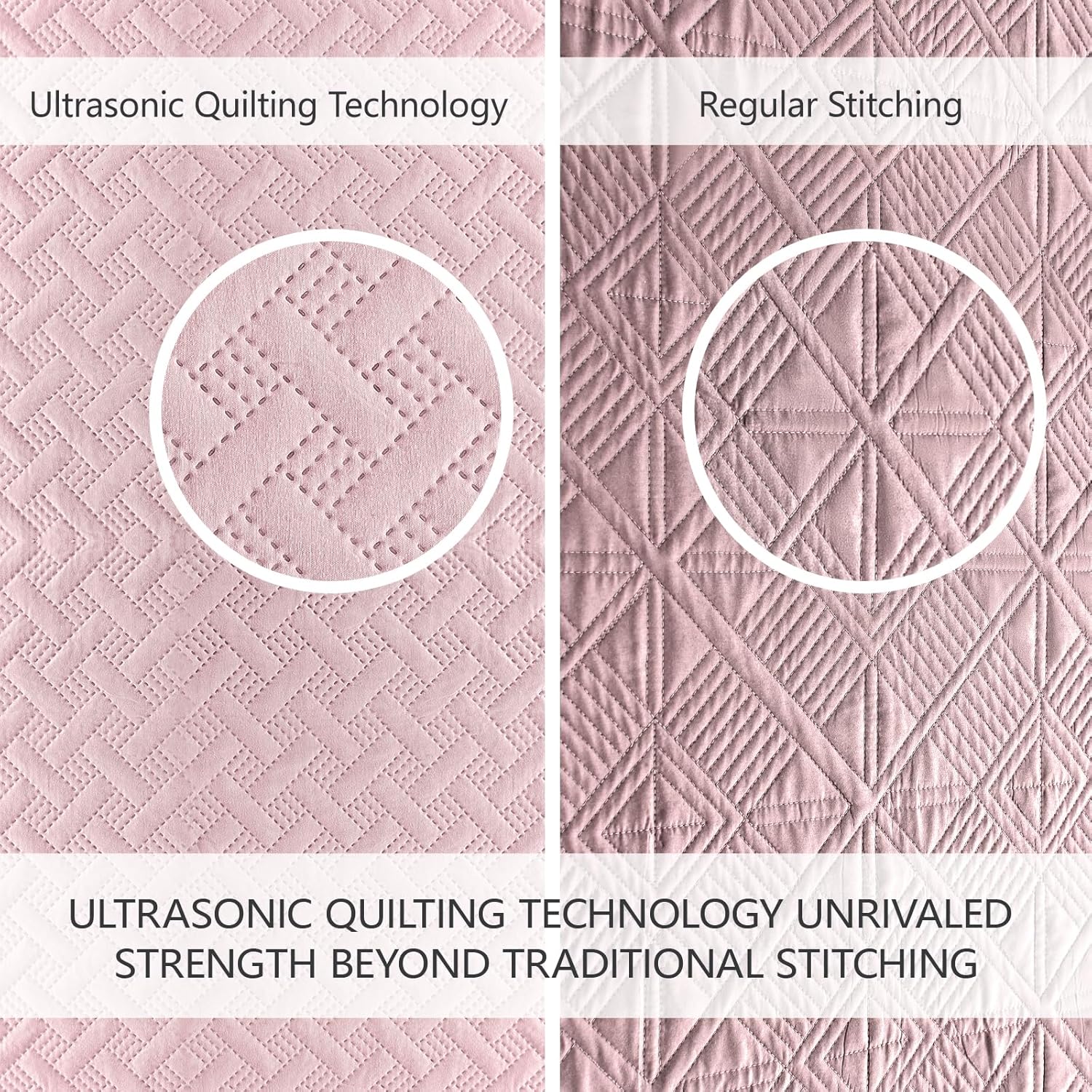 FLYMME Queen Quilt Bedding Set Pink Lightweight 1