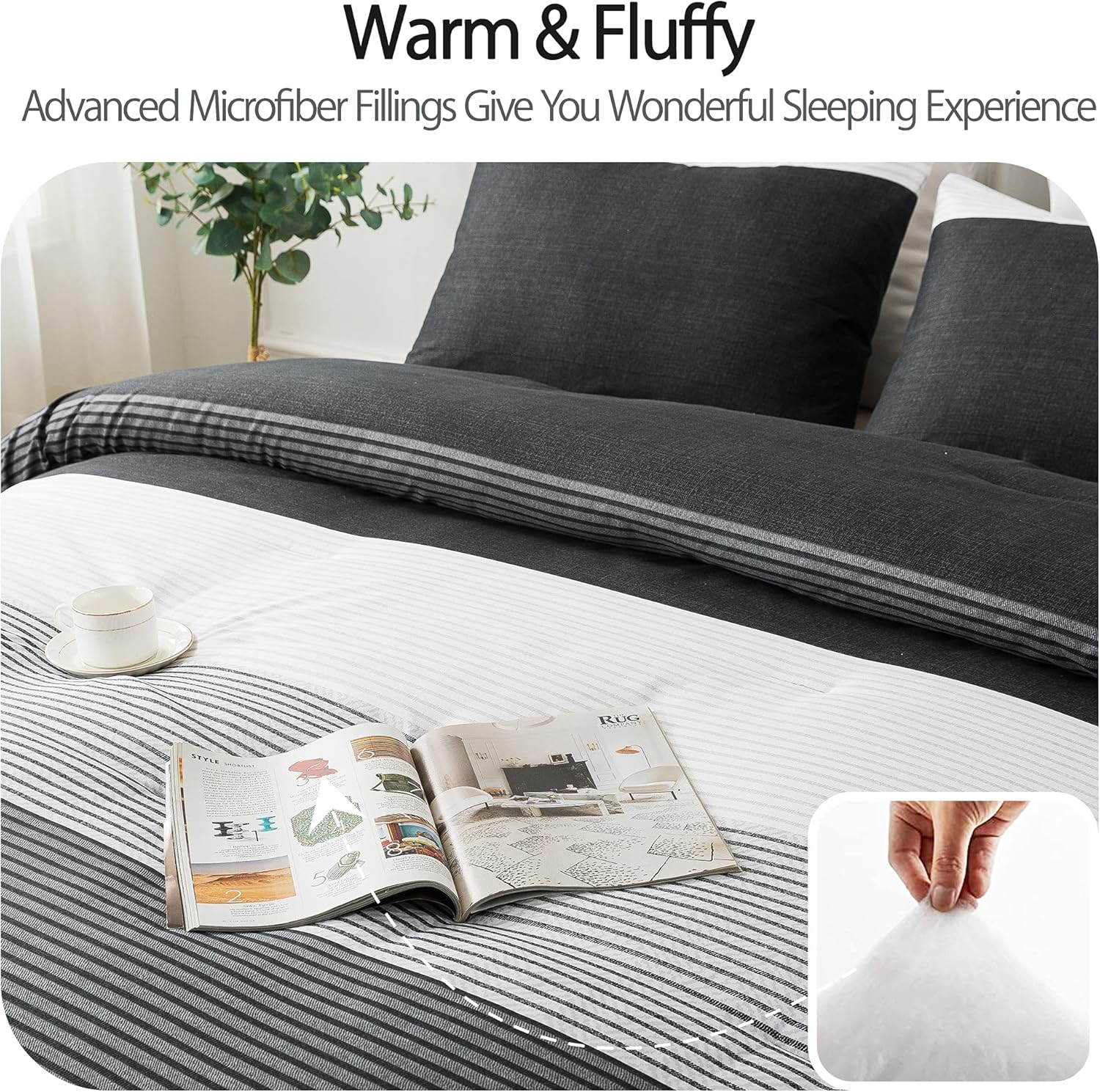 Andency 3-Piece Comforter Set with Patchwork Striped Design