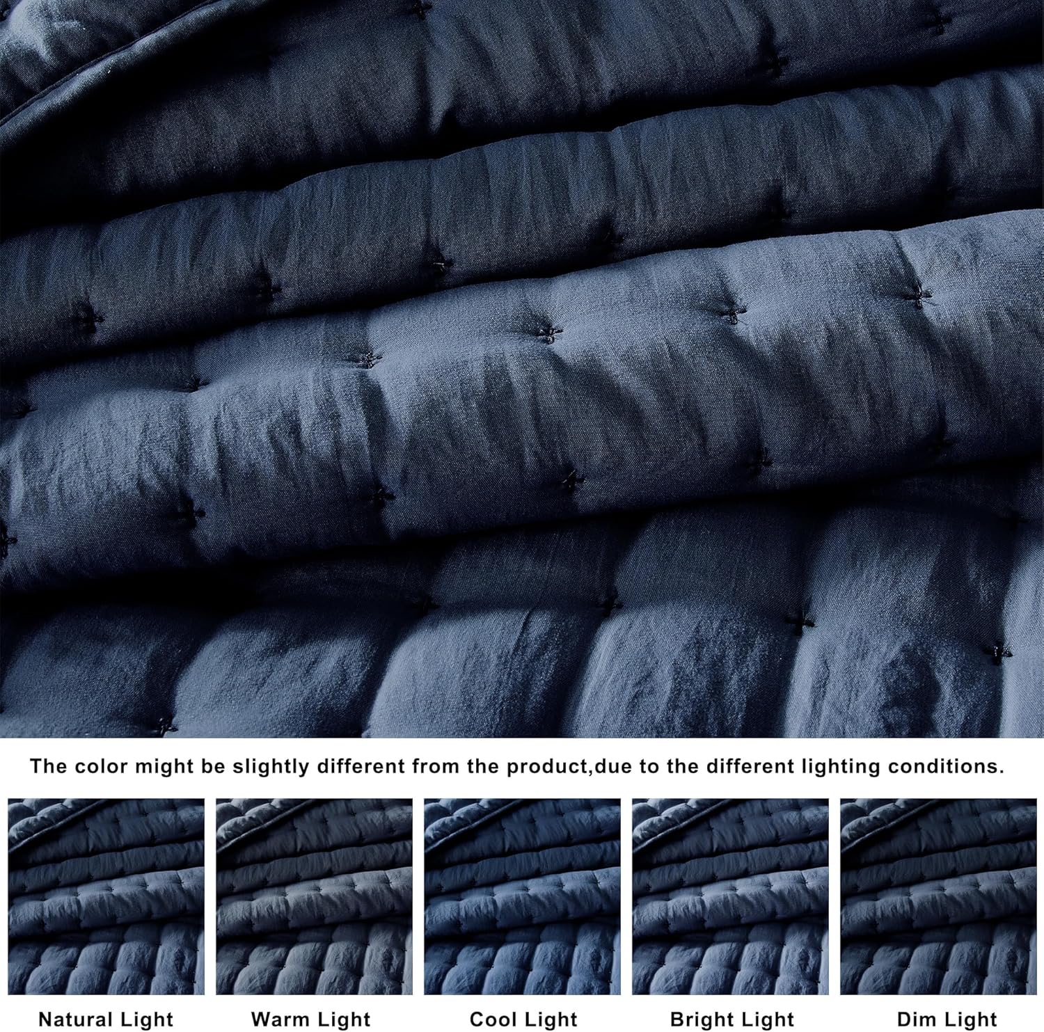 WDCOZY Navy Blue Queen Quilt Set with Pillow Shams