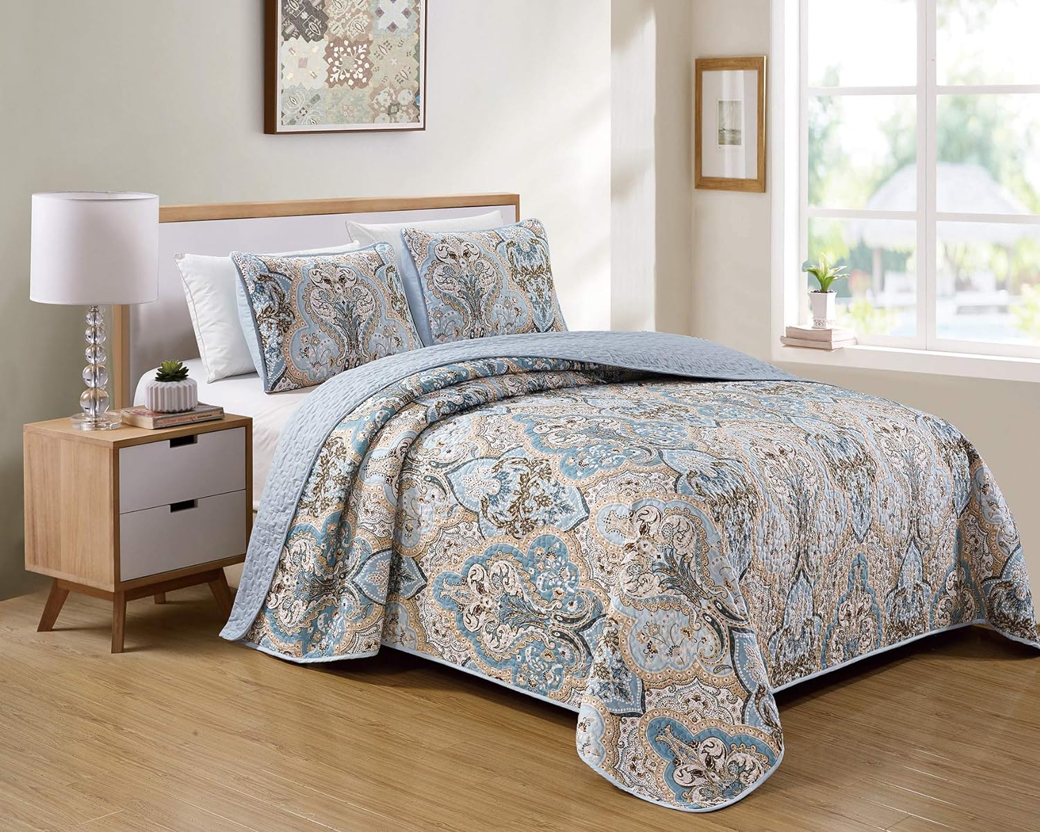 Kids Zone Home Linen Bedspread Set Damask Pattern 1