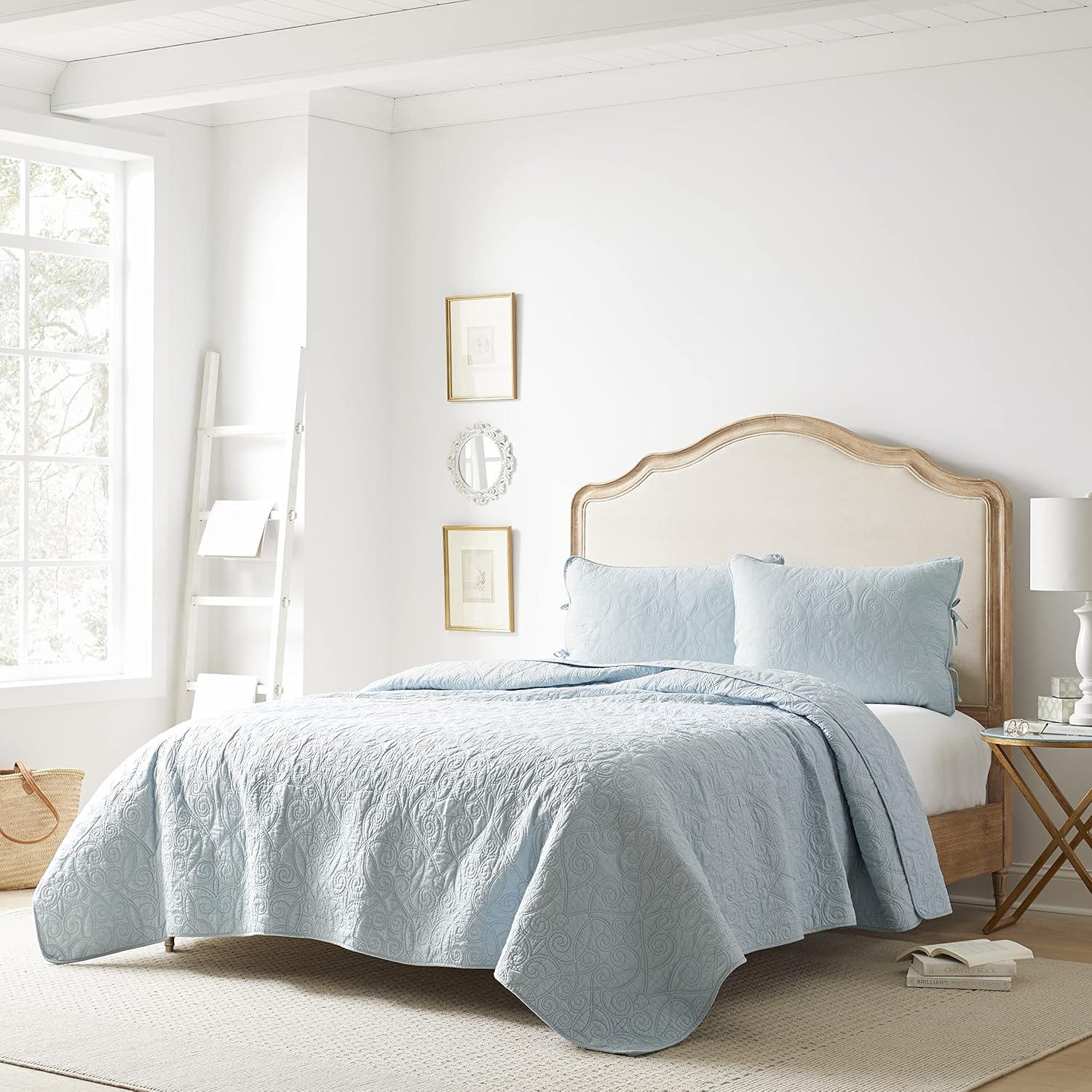 Laura Ashley King Quilt Set with Shams Felicity Blue