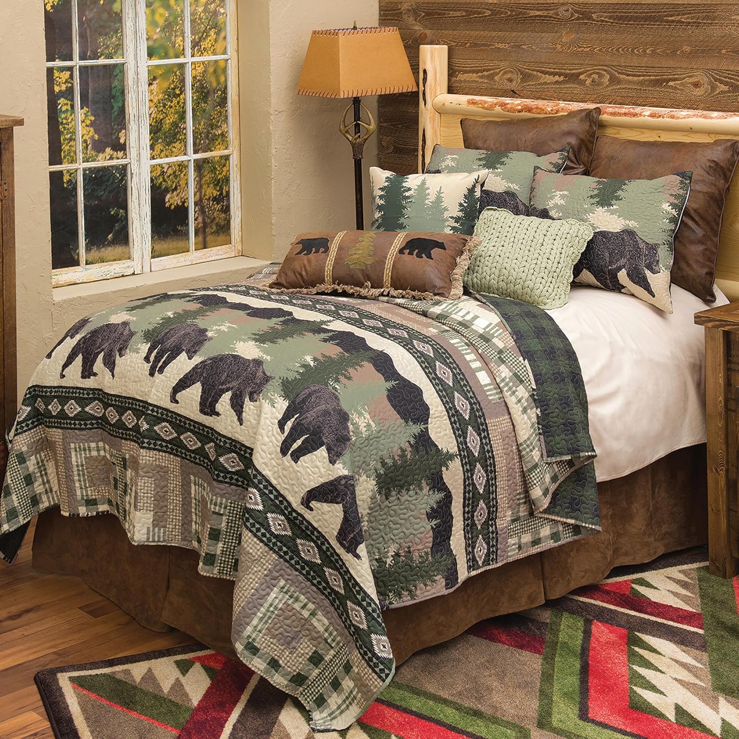 Black Forest Dcor Black Bear Quilt Bed Set Queen