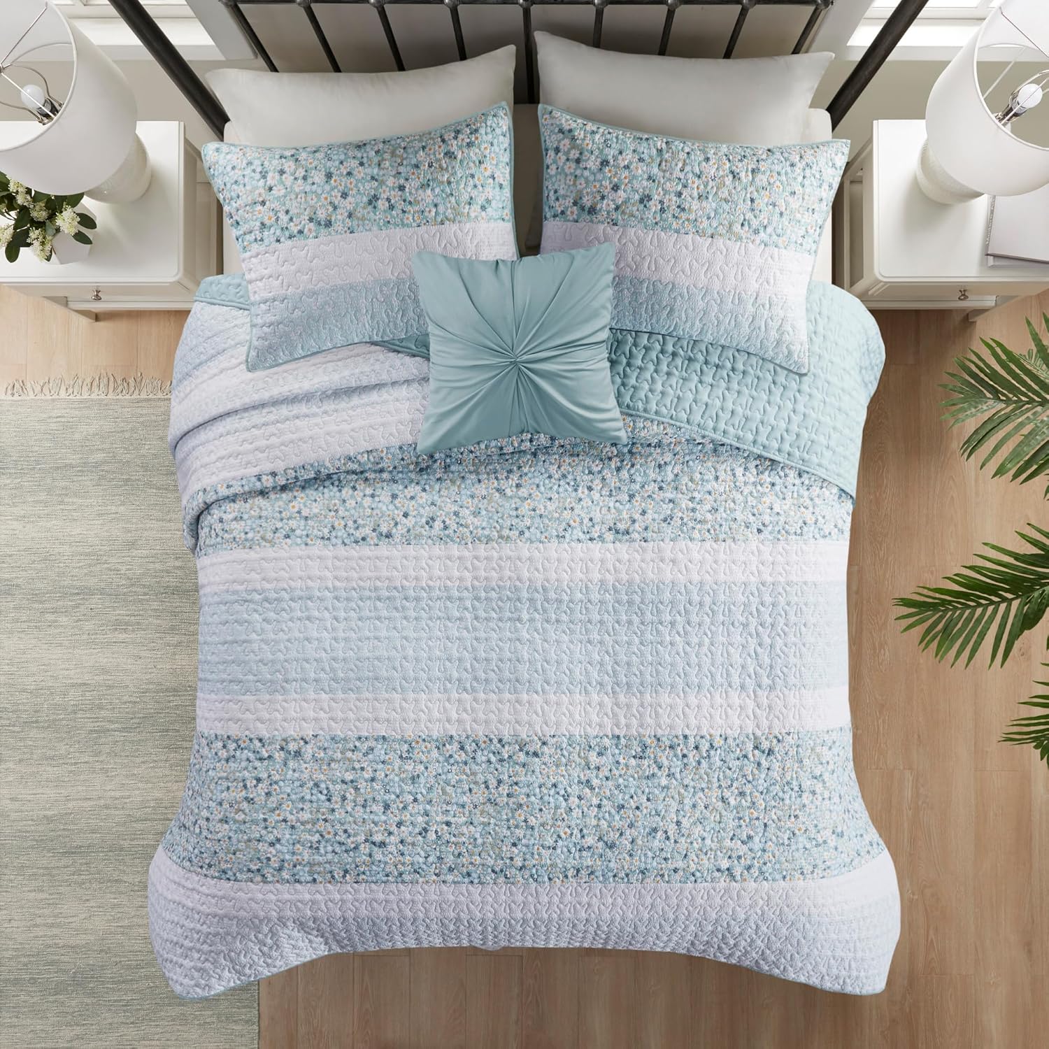 Madison Park King Quilt Set with Shams and Throw Pillow