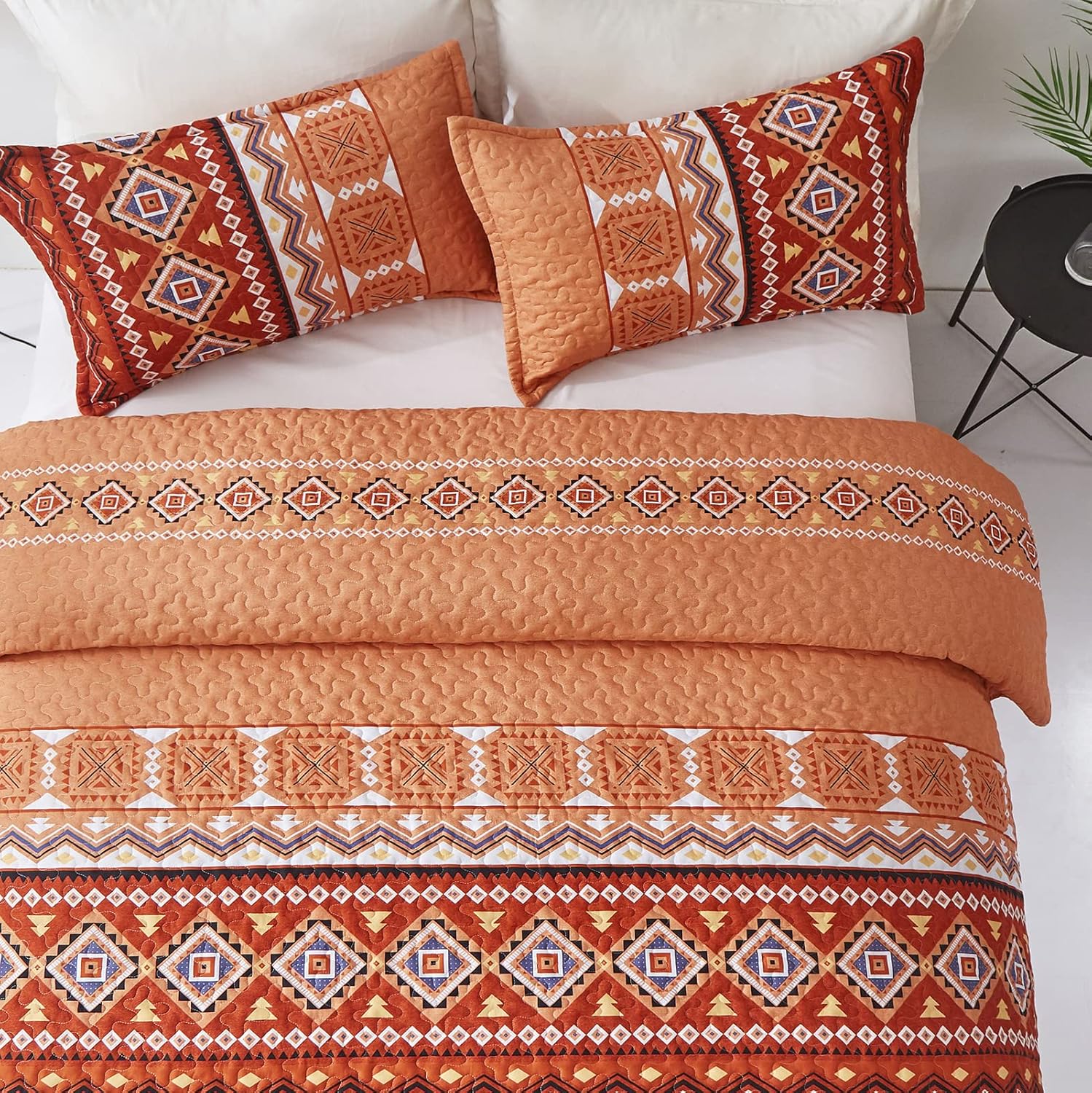 WONGS BEDDING Burnt Orange Quilt Set 3 Piece King Size