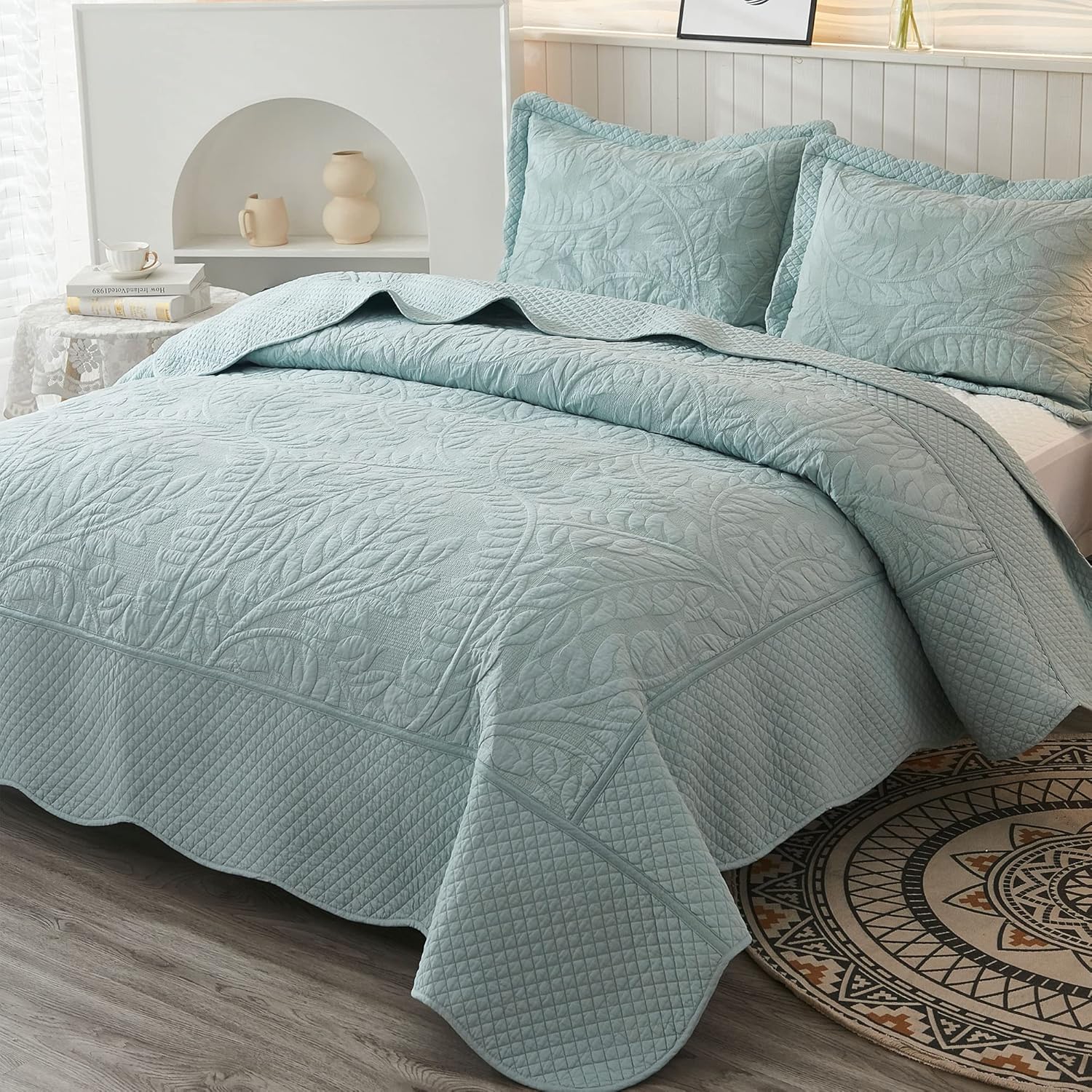 MarCielo 3-Piece 100 Cotton Farmhouse Bedspread Set
