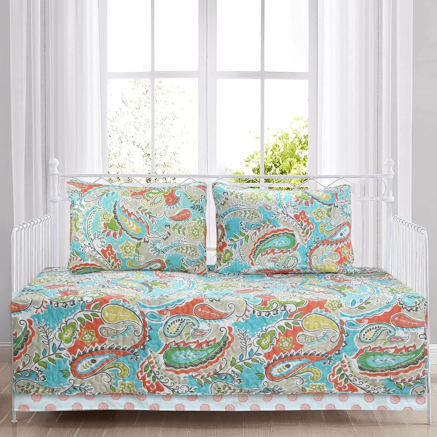 Taozhiyuan Azalea Floral Chintz Daybed Set 4 Piece Pink Garden