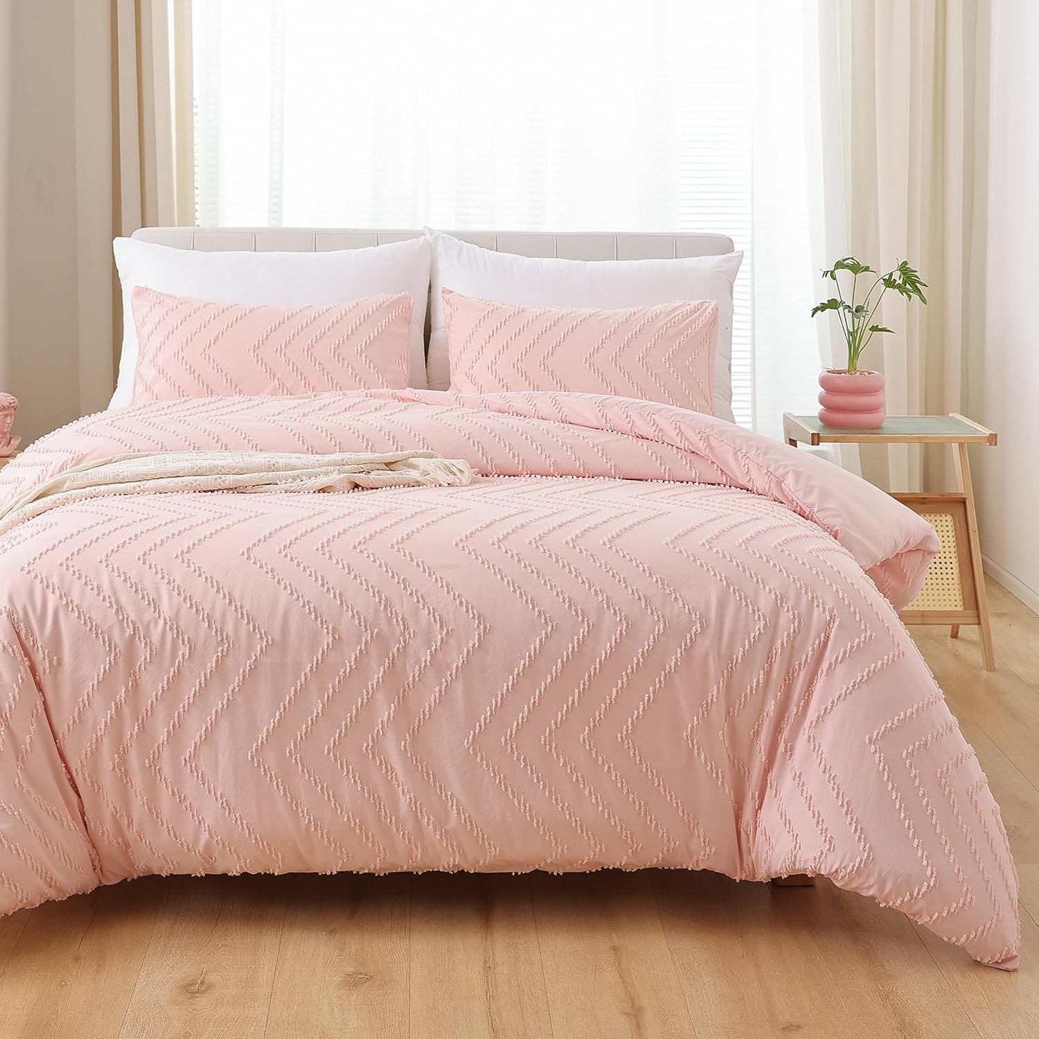 YIRDDEO Pink Full Comforter Set 3Pcs 1