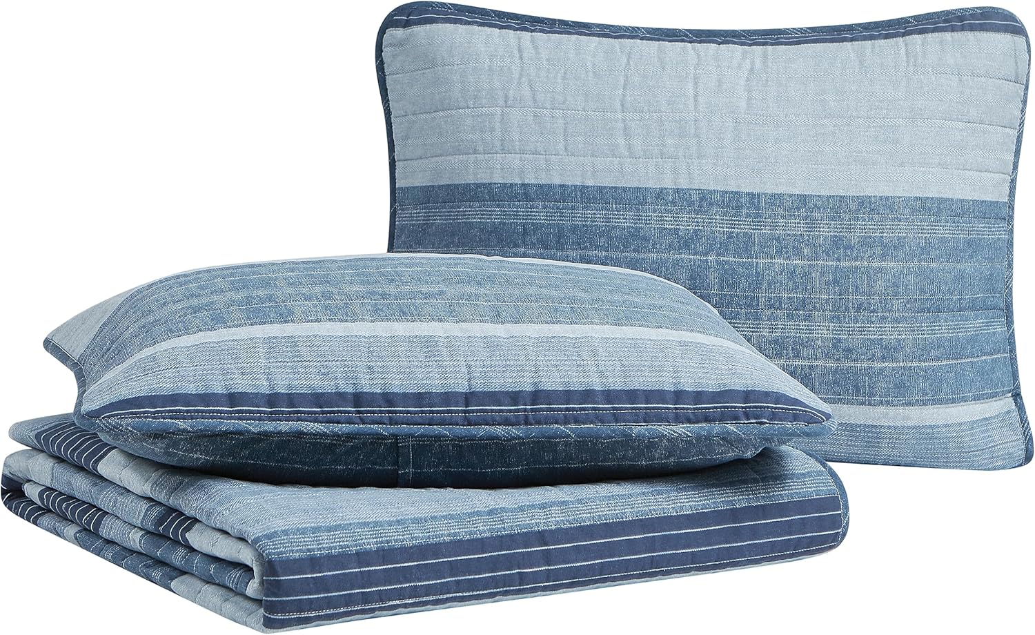 Nautica Twin Quilt Set - Ridgeport Blue Cotton Reversible Bedding