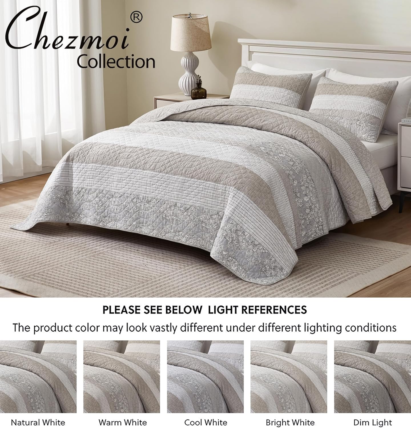 Chezmoi Robyn 3-Piece Quilt Set - King Size