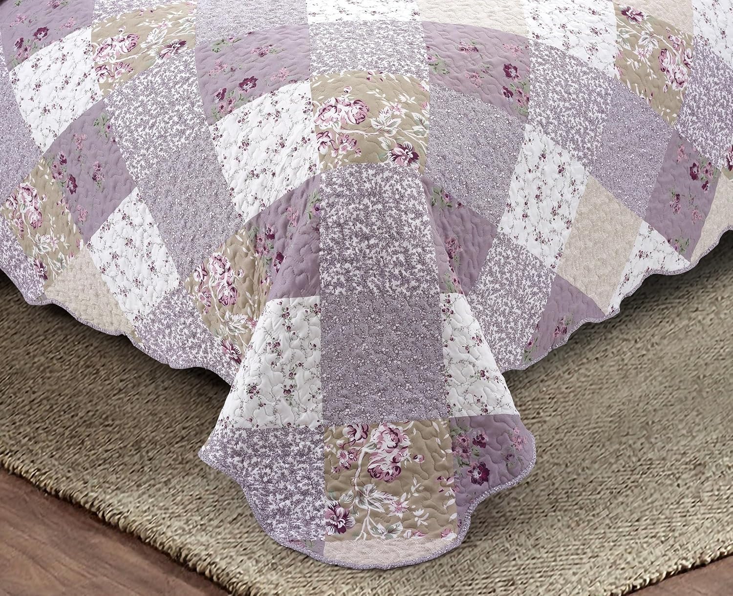 Brilliant Sunshine Lilac Rose Quilt Set 2-Piece