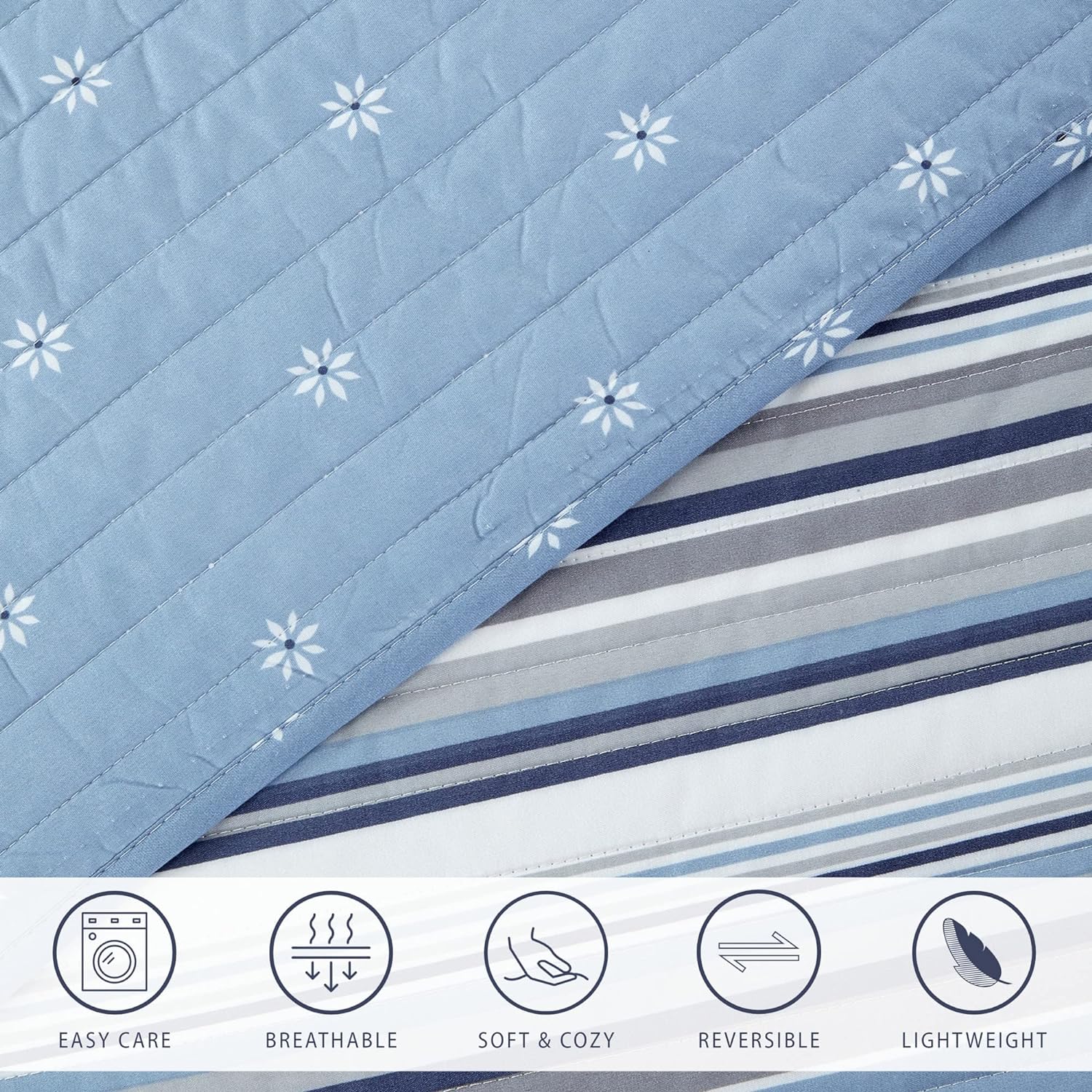 Market Place 3 Piece Reversible Quilt Set with Shams 1