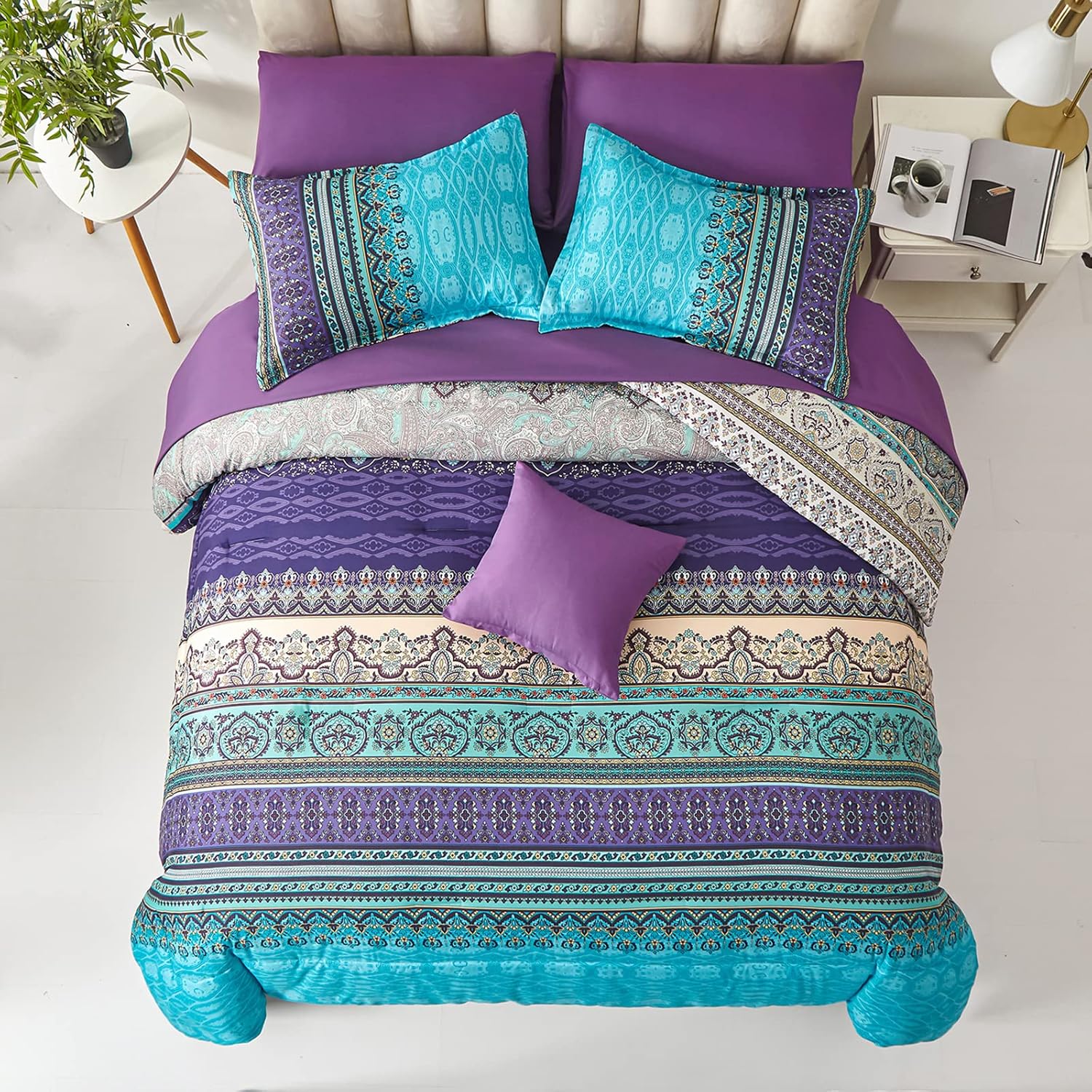 Cottolester Bohemian Striped 8-Piece Bed Set Queen Size