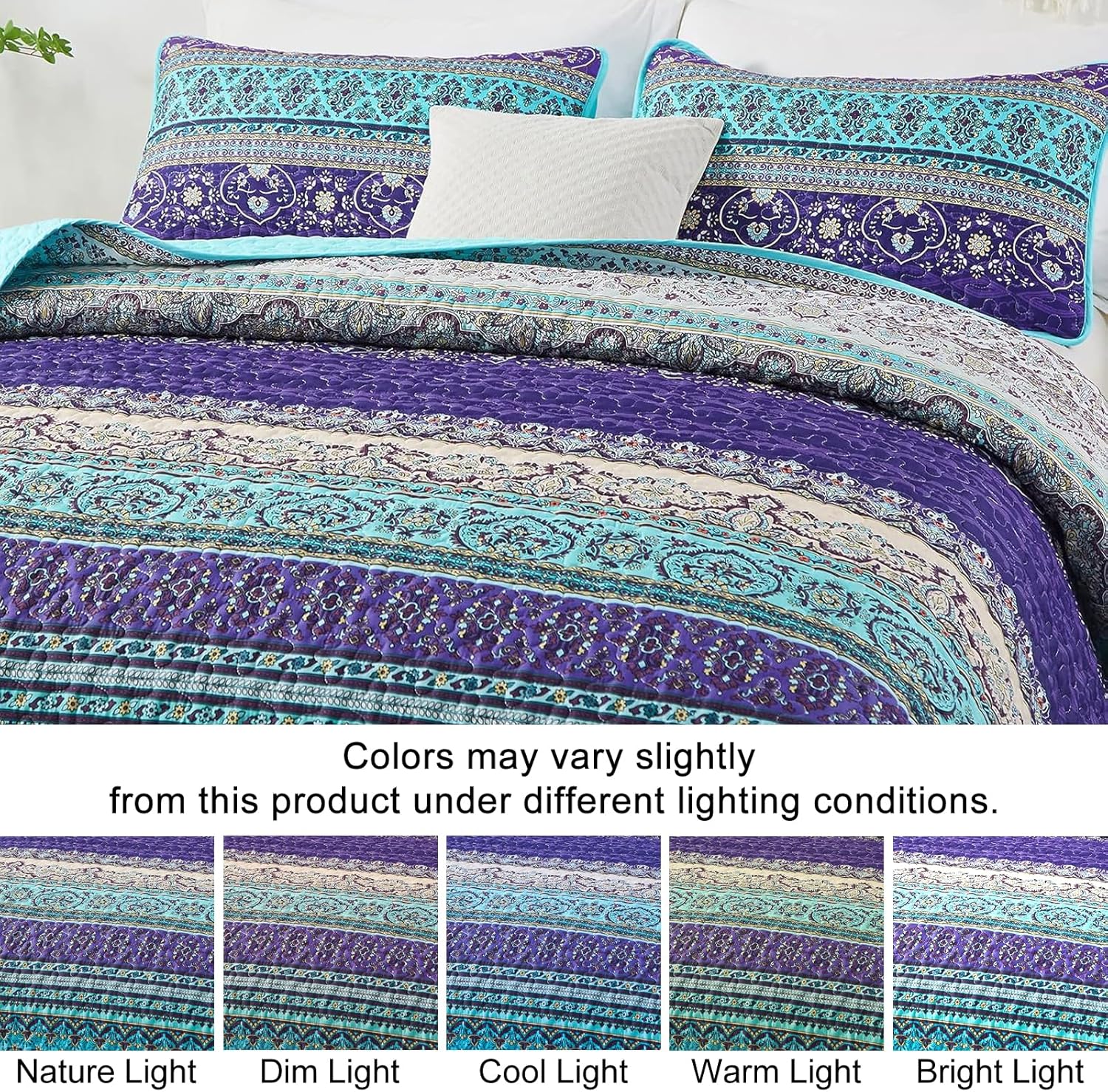 WONGS BEDDING Boho Queen Quilt Set 96x90