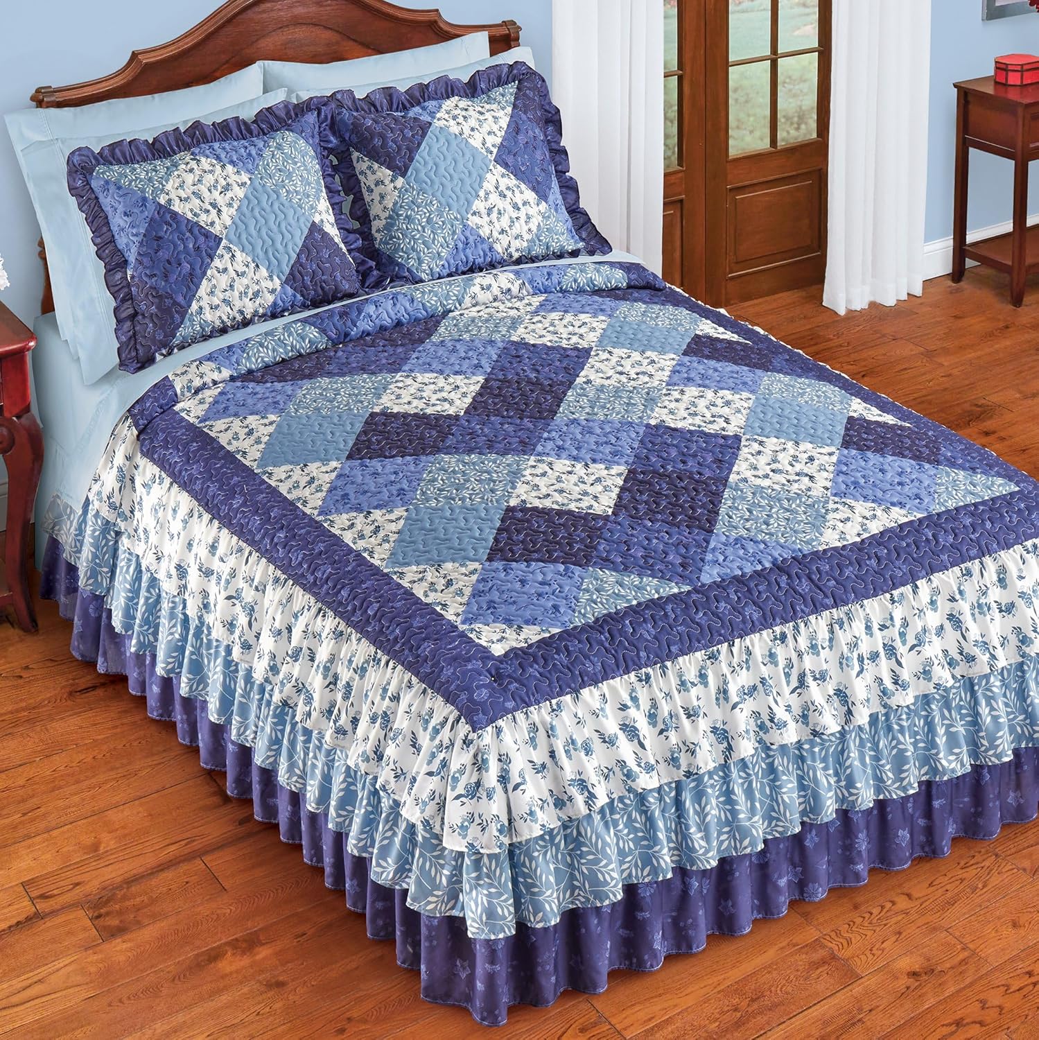 Collections Etc Ella Patchwork Tiered Ruffle Bedspread