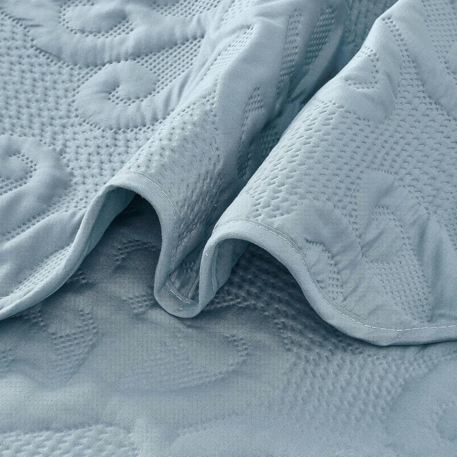 Kingnex Spa Blue Oversized King Quilt Set
