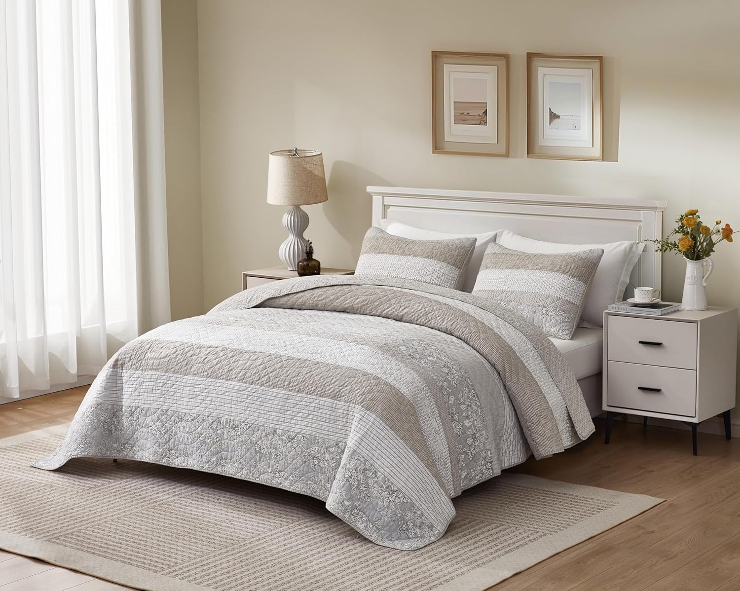 Chezmoi Robyn 3-Piece Quilt Set - King Size