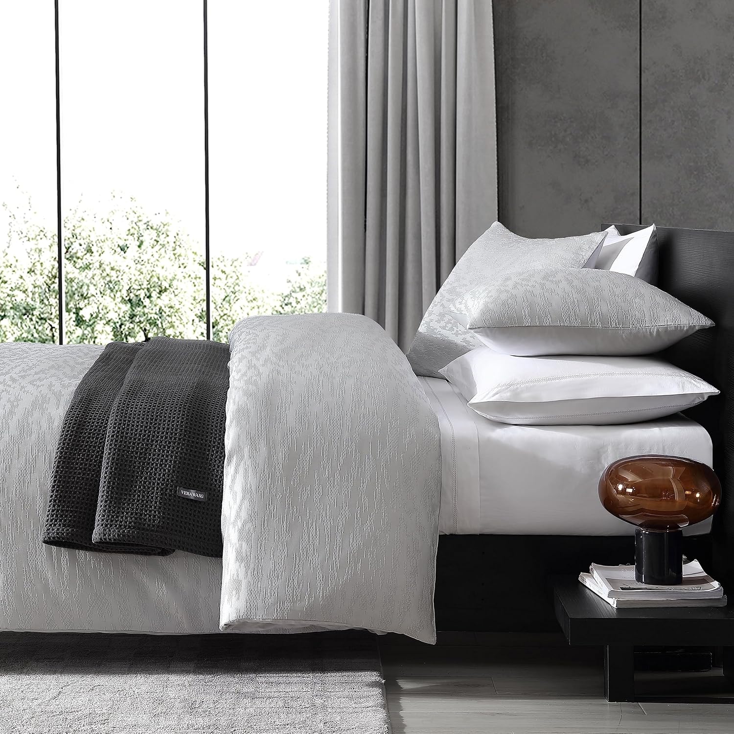 Vera Wang Queen Duvet Cover Set - Illusion Grey