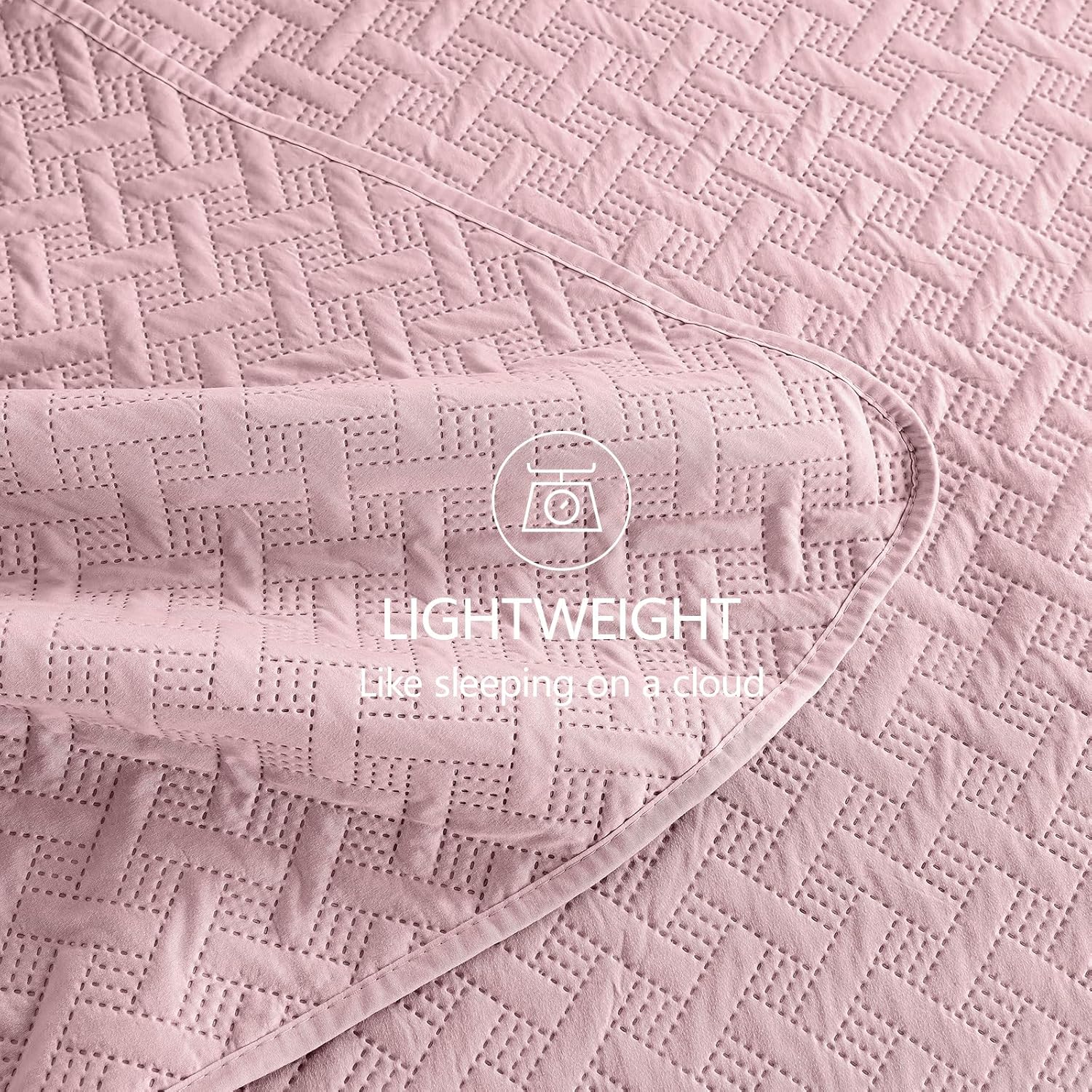 FLYMME Queen Quilt Bedding Set Pink Lightweight 1