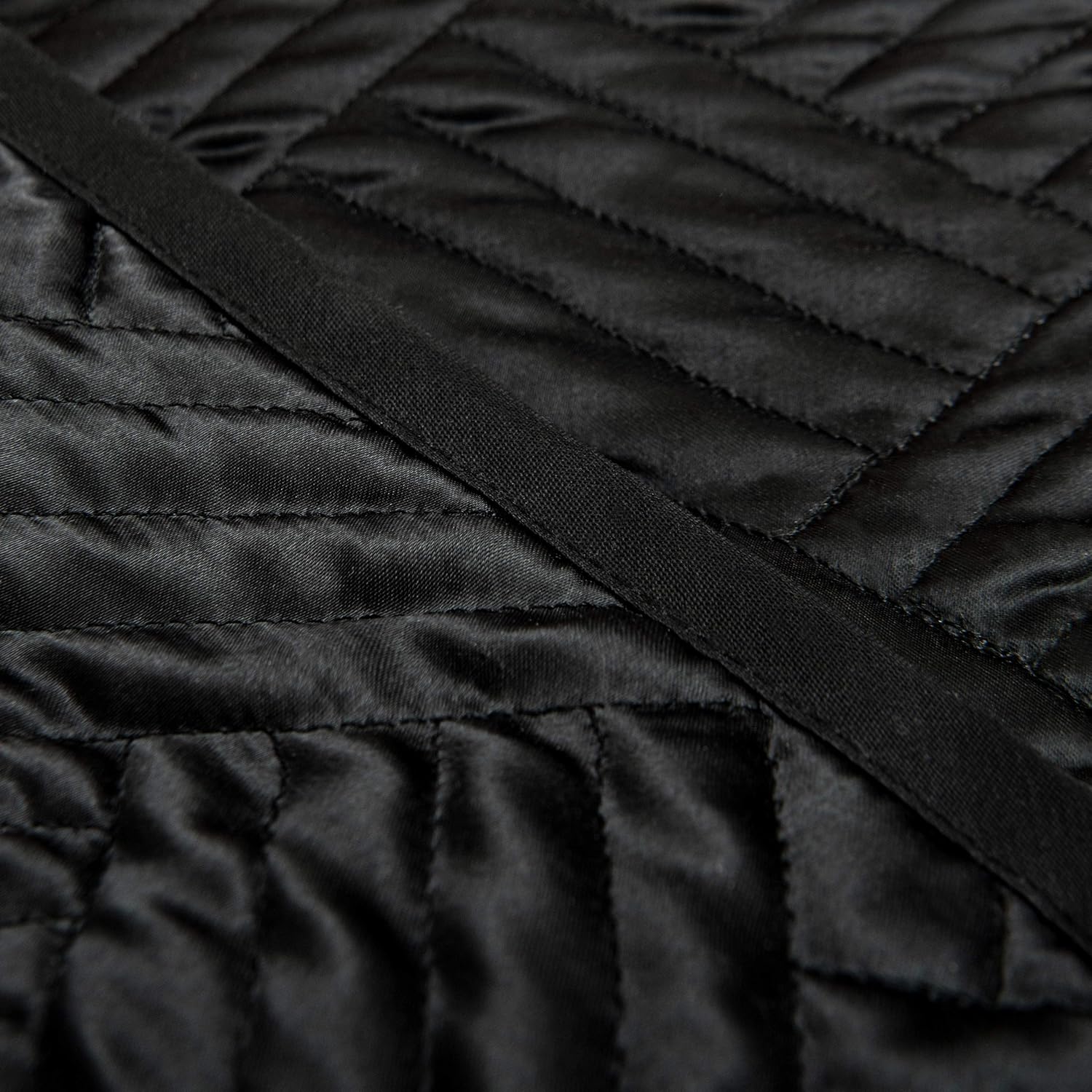 NTBAY Queen Silk Satin Quilt Set Black Geometric Pattern