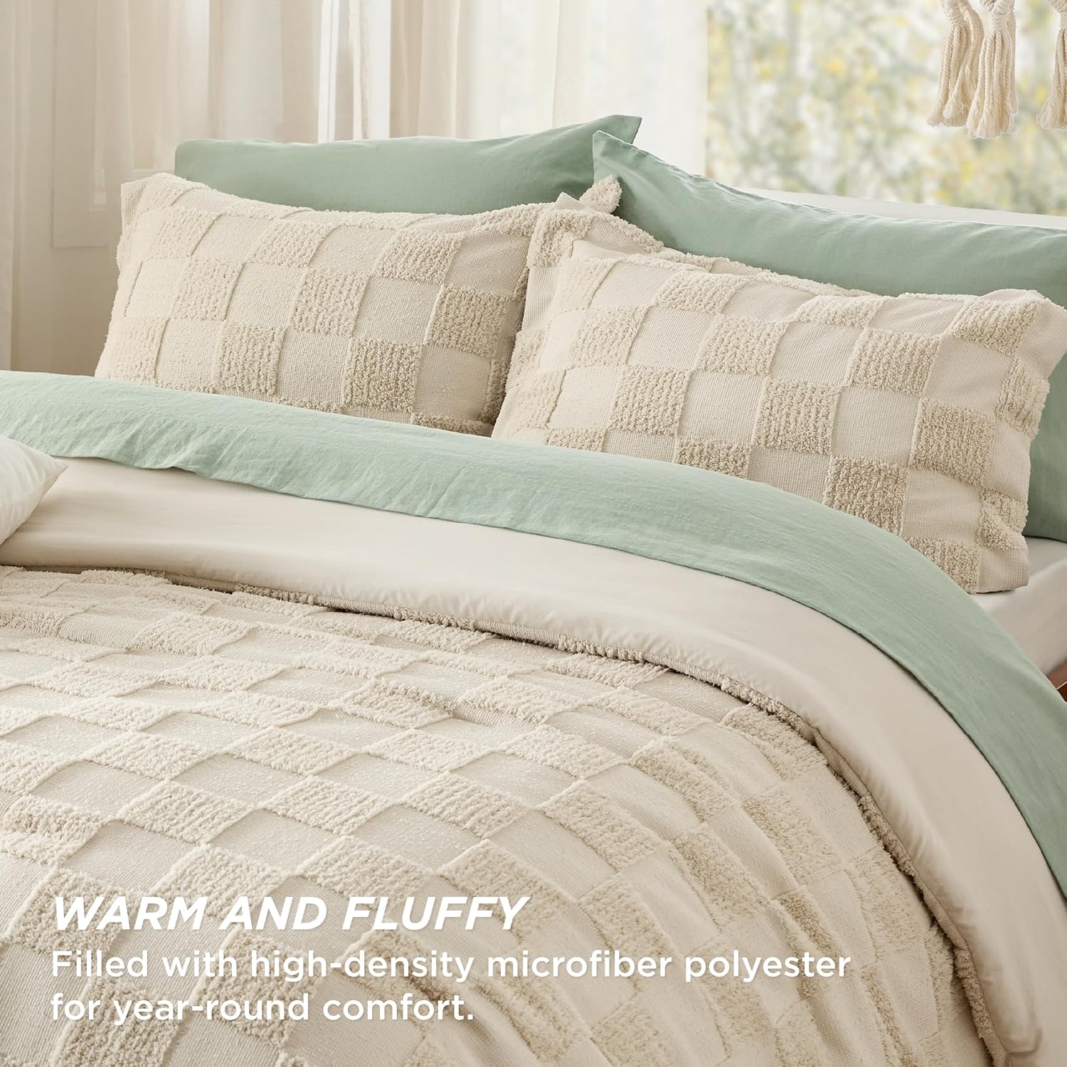 Bedsure Queen Comforter Set Beige
