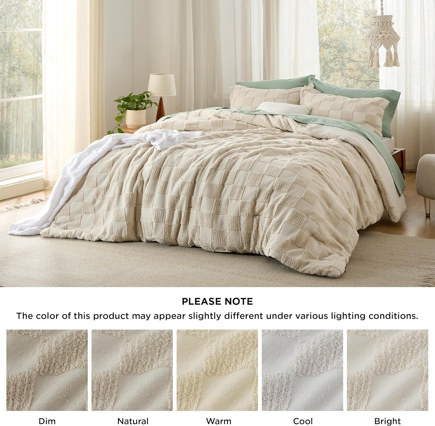 Bedsure Queen Comforter Set Beige