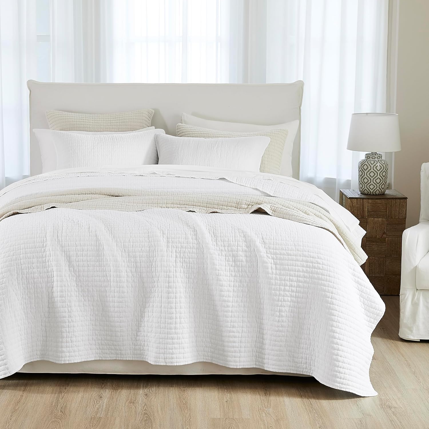 WDCOZY White Oversized Cal King Quilt Set
