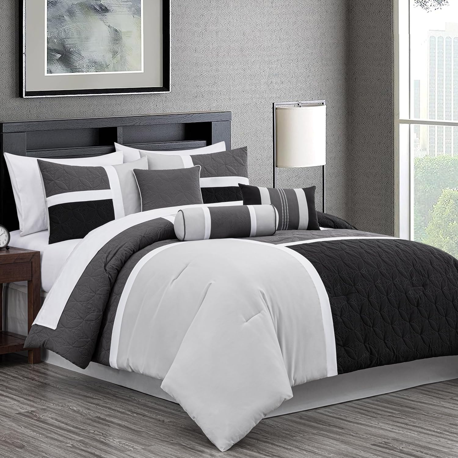 Chezmoi Upland 7-Piece Patchwork Comforter Set Queen