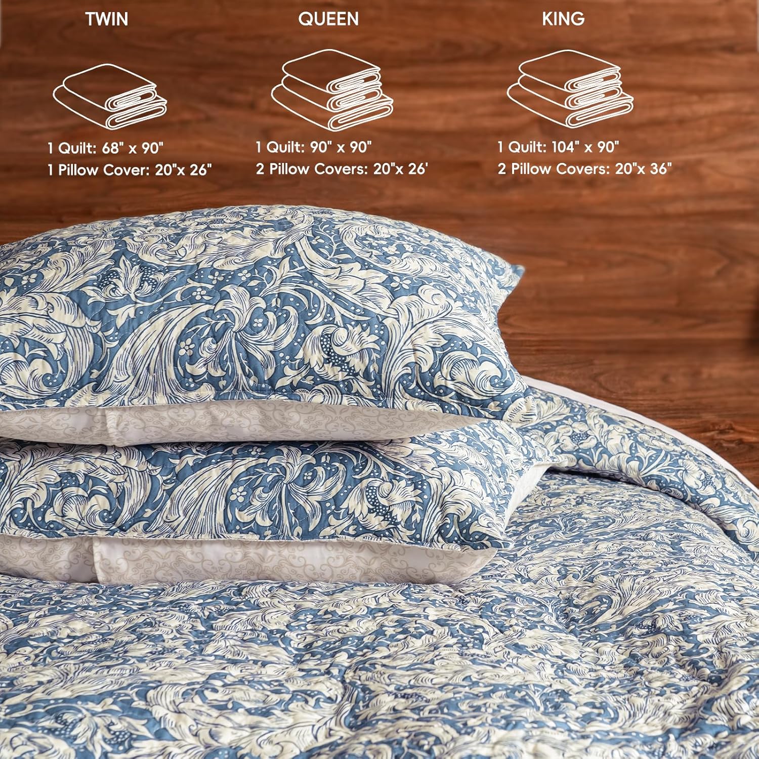 PHF Floral Patchwork Quilt Set Queen Size