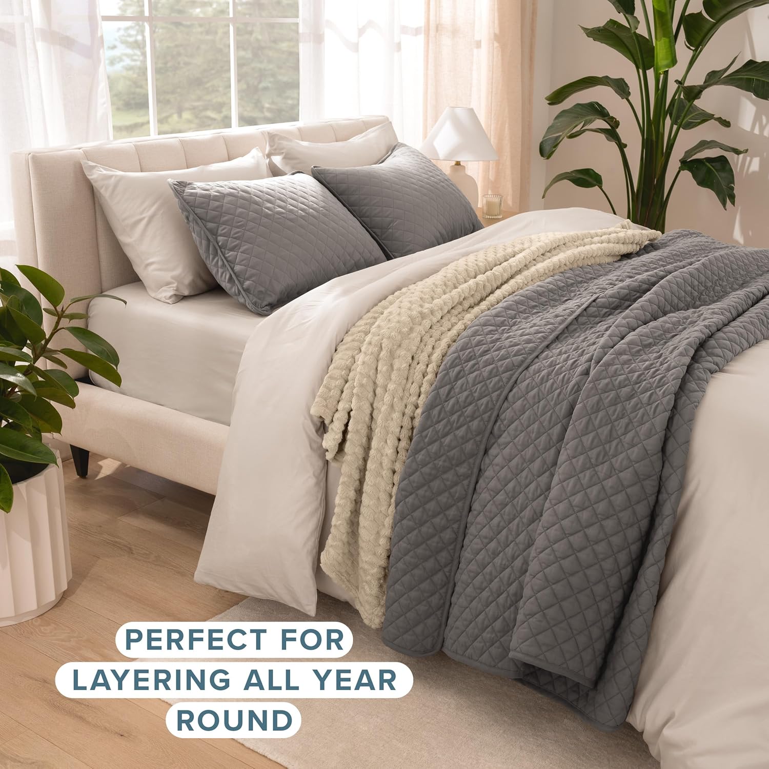 Bare Home Coverlet Set TwinTwin XL Grey